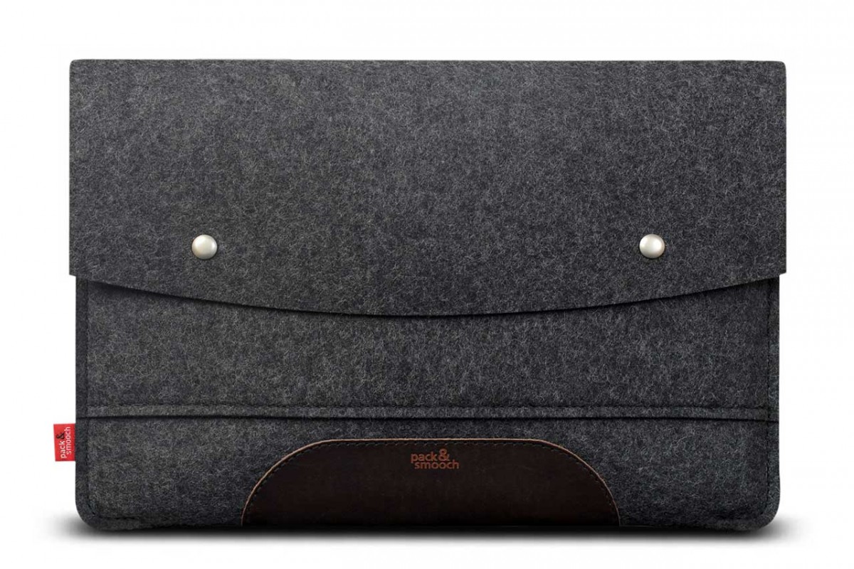 MacBook Pro 14" Hülle 100% Merino Wollfilz (Mulesing-frei), Pflanzlich gegerbtes Leder - Pack & Smooch