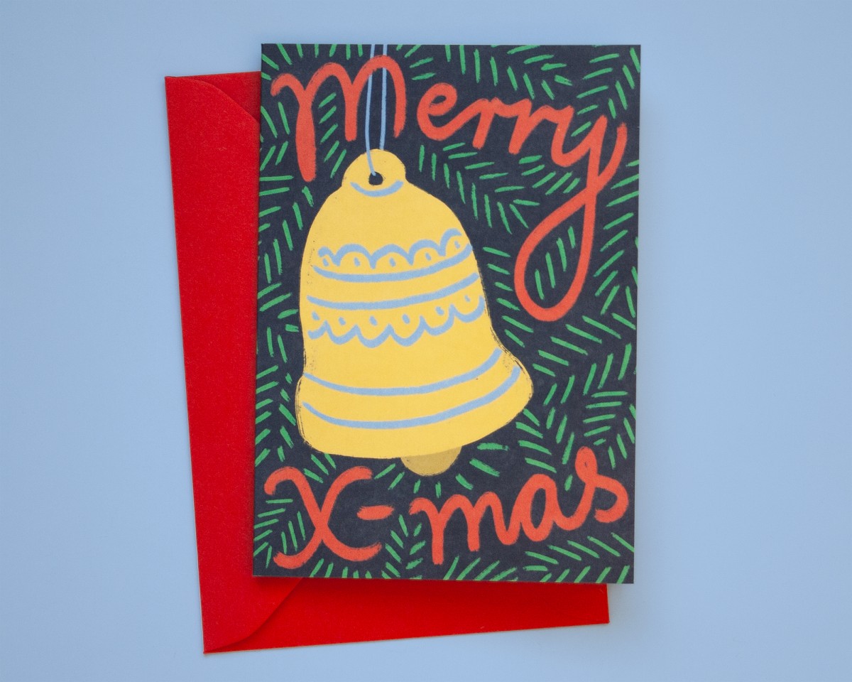 Weihnachtskarte Glöckchen »Merry X-mas« // Papaya paper products