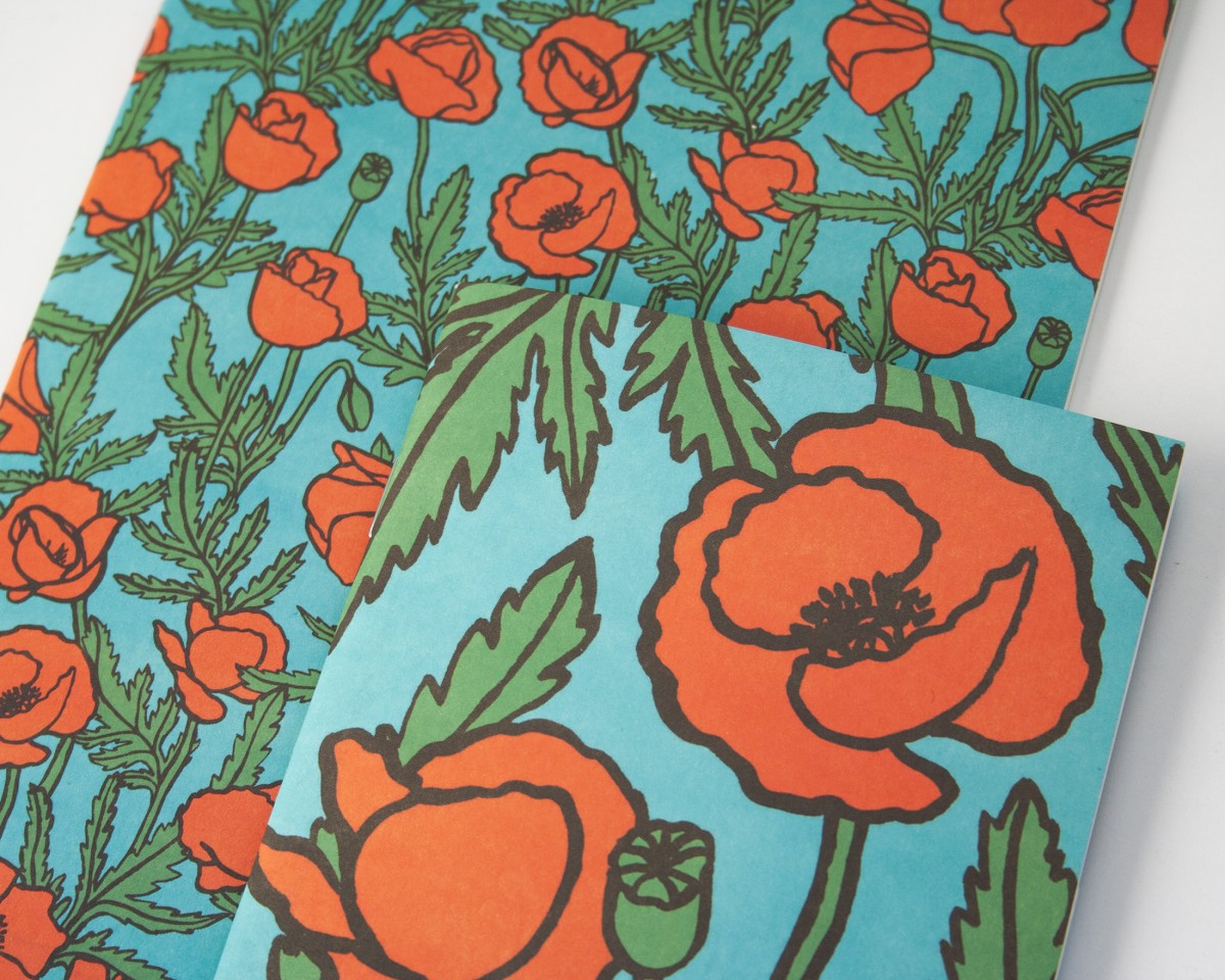 2er Set Notizhefte mit Mohnblumen // Papaya paper products