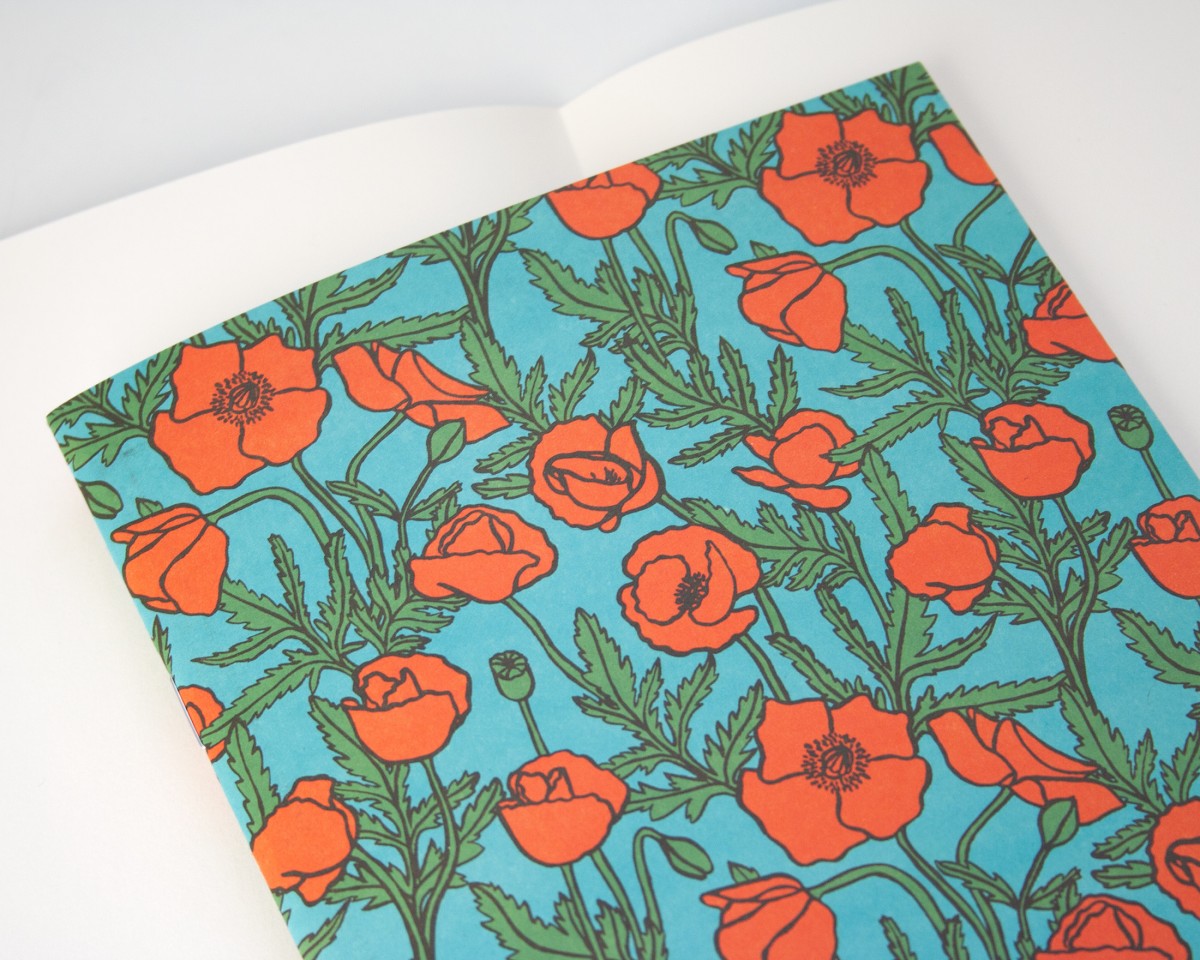 Notizheft A5 Mohn-Muster // Papaya paper products
