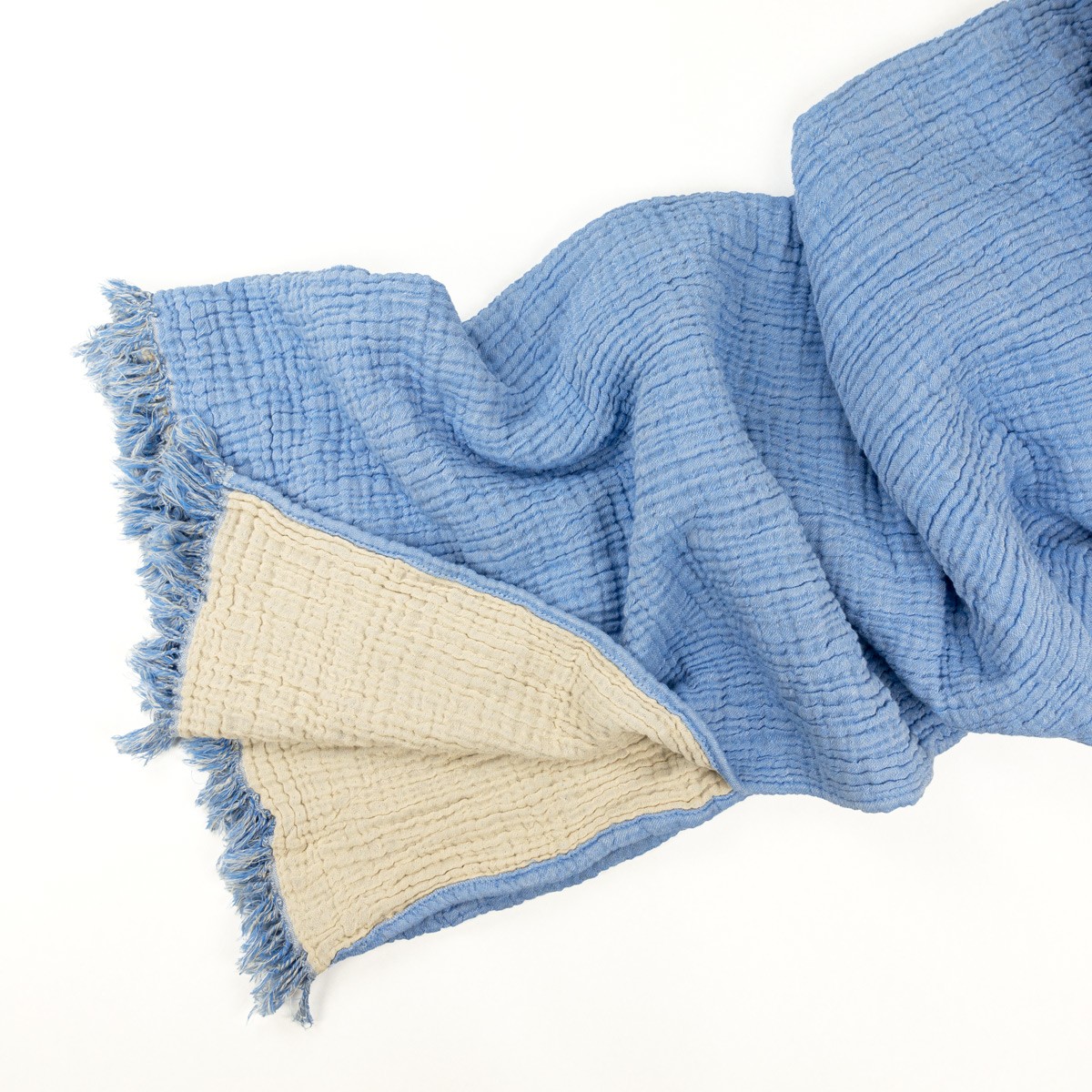 Yolunda Musselin Tagesdecke Bio-Baumwolle himmelblau