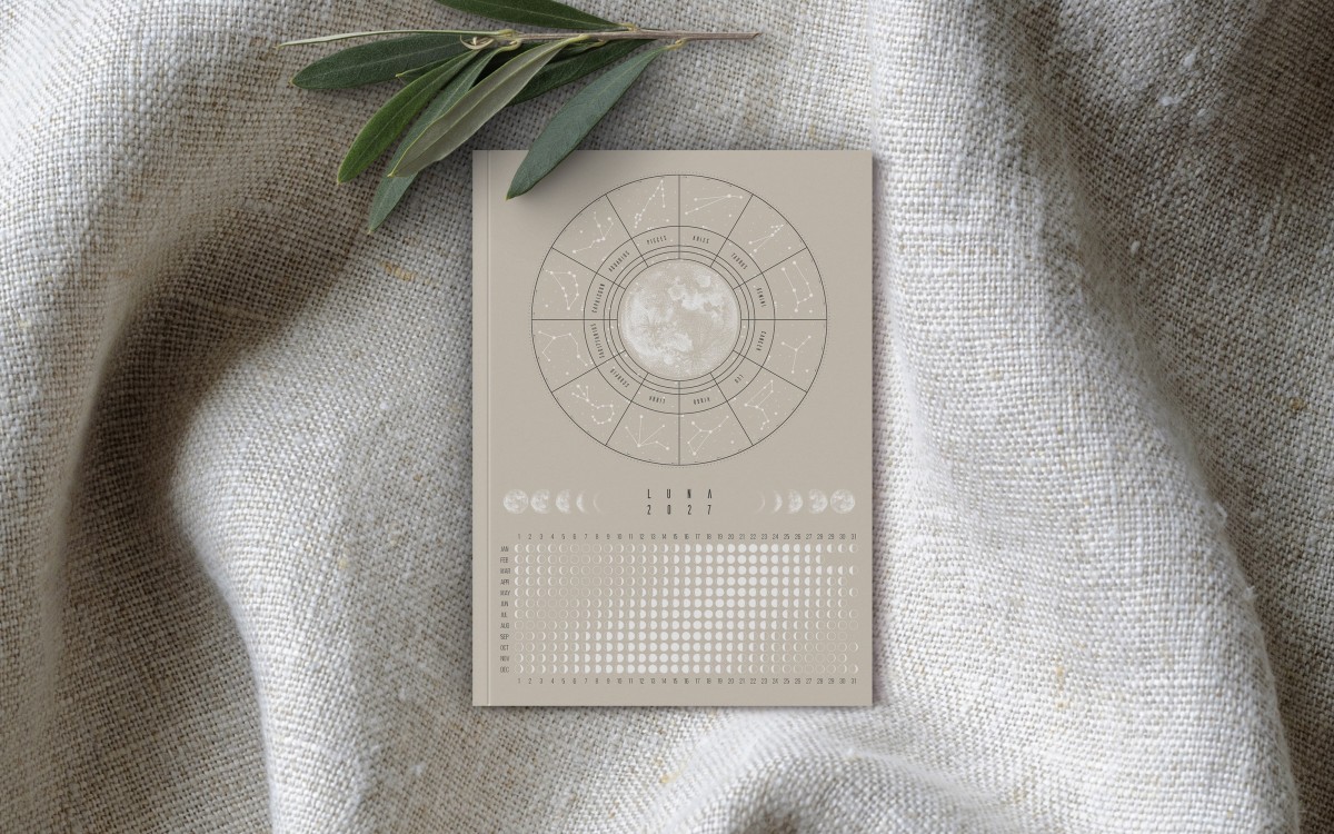 Notizheft 2027 Mondkalender A6 beige // ShellyCreates