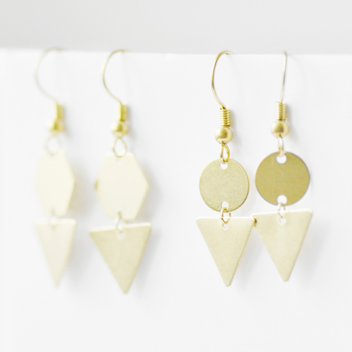 nahili OHRRINGE "geo circels and triangels" bronze Ohrschmuck (Brisuren oder Haken)