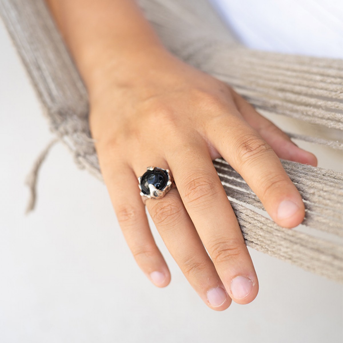Silber Ring Onyx funf clothing (LB)