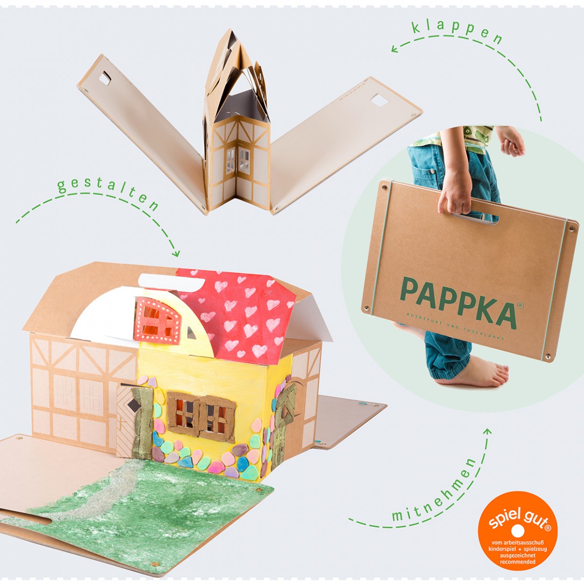 PAPPKA® Haus – Mach was draus! Klappbares Spielhaus für mehr Kreativität und Platz im Kinderzimmer – natürlich aus stabilem Karton