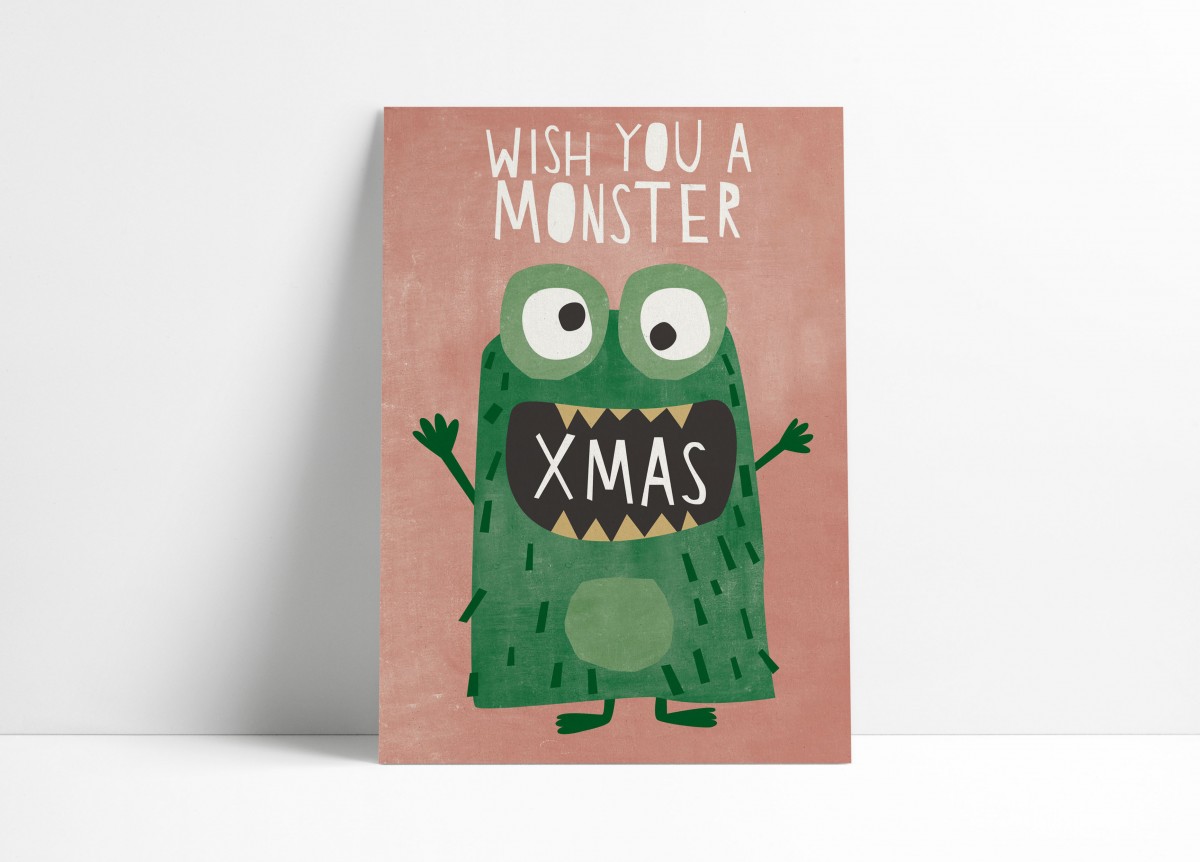 Designfräulein // Weihnachtskarte // Wish you a Monster Xmas