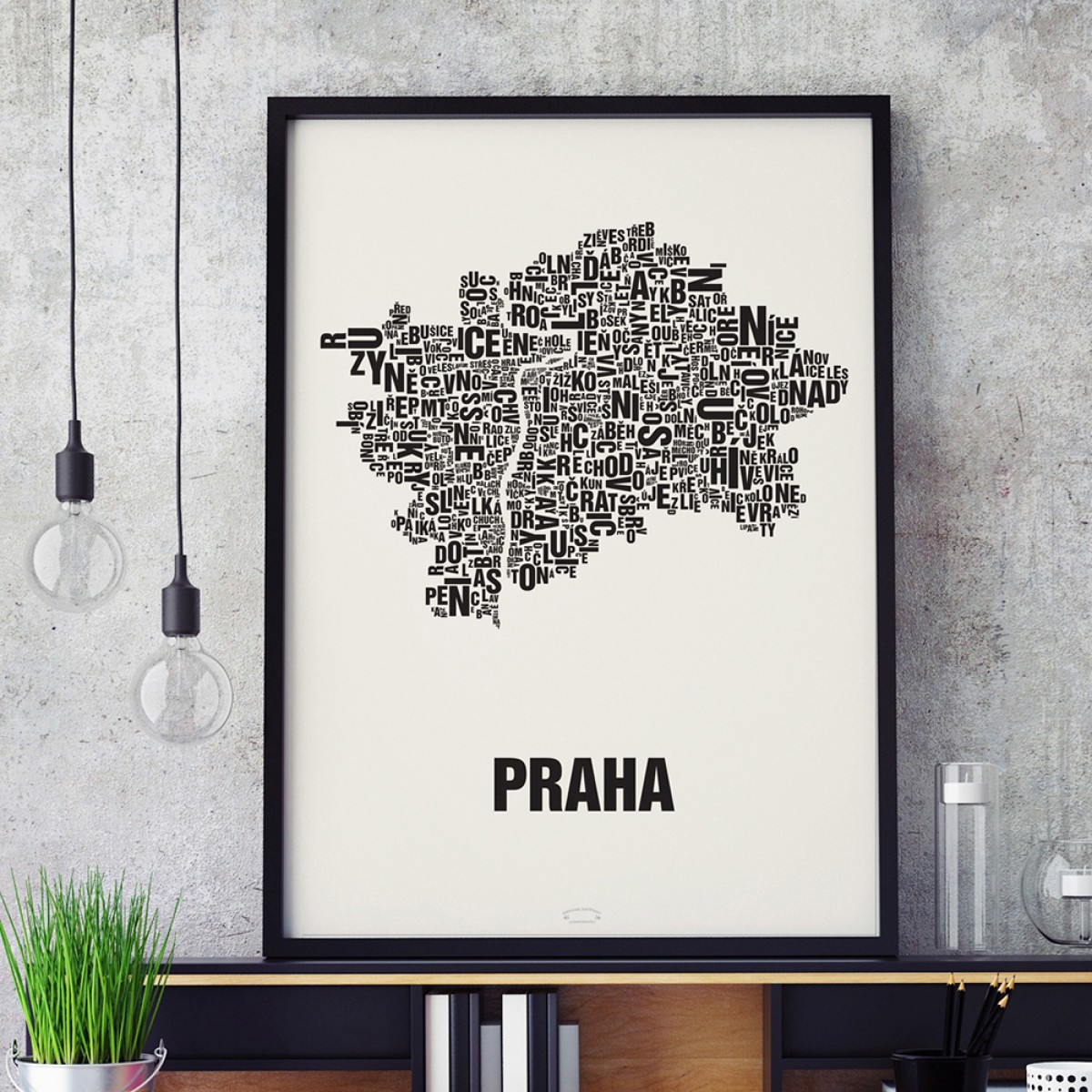 Buchstabenort Prag Poster Typografie