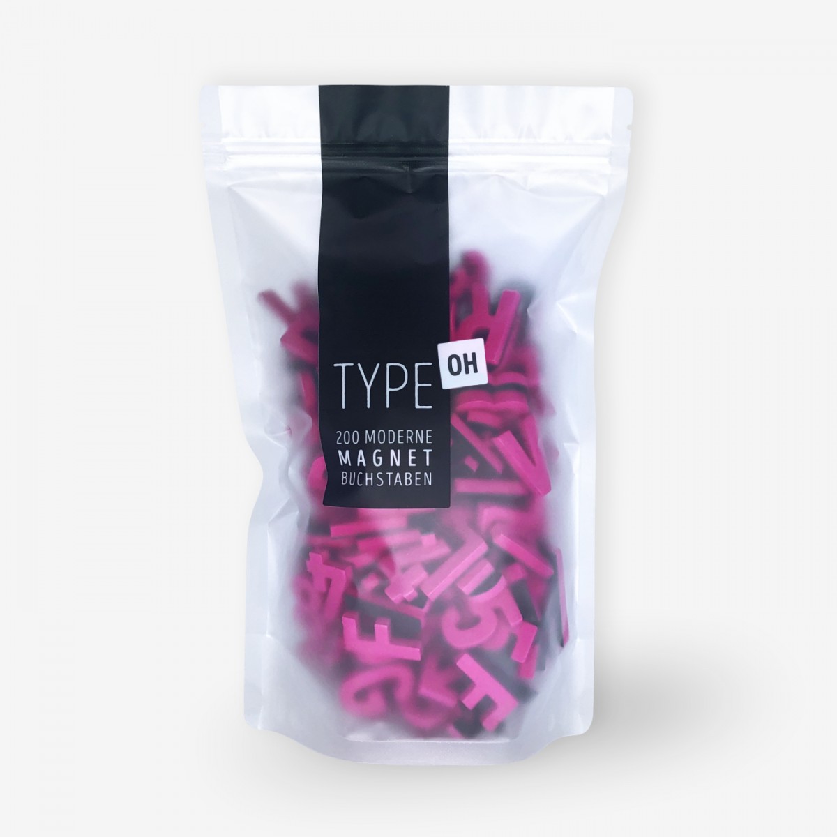 Set mit 200 Magnetbuchstaben, Zahlen & Sonderzeichen. PARTY PINK | TYPE OH
