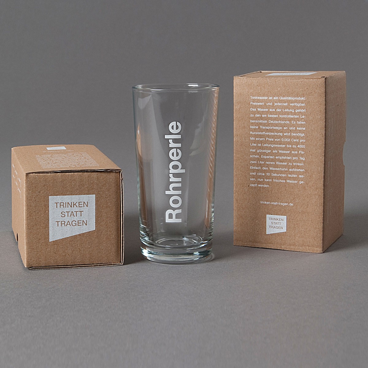 Patentgrau Wasserglas Rohrperle