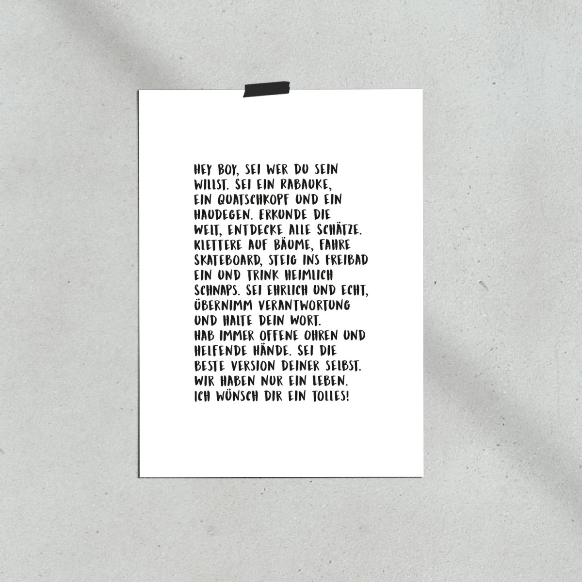 Love is the new black — Poster "Hey Boy", Din A4 Format