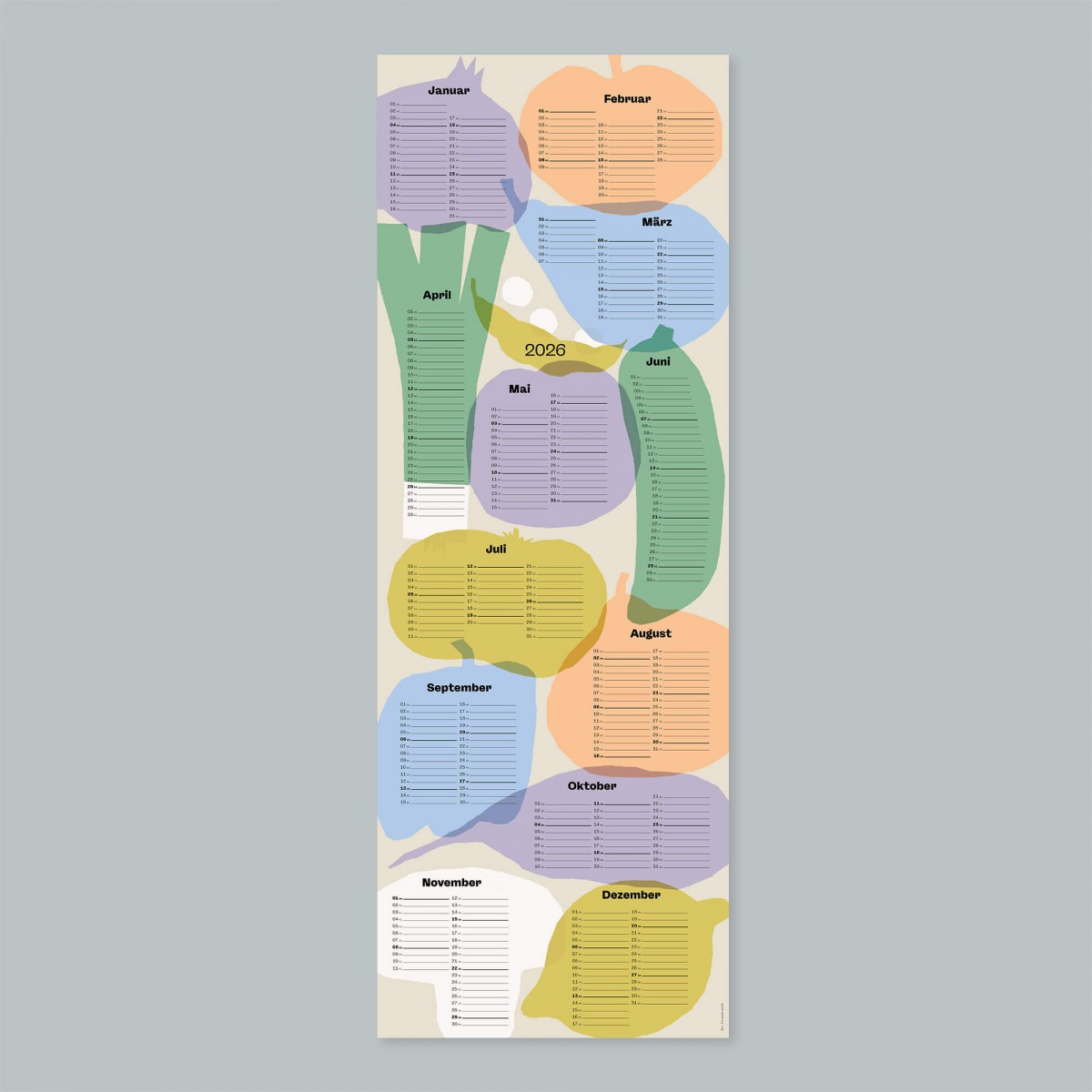Wandkalender »Veggie« 2026 — grey / fidu—fine paper goods
