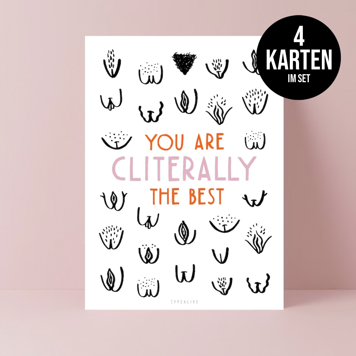 typealive / Postkarten 4er Set / Cliterally