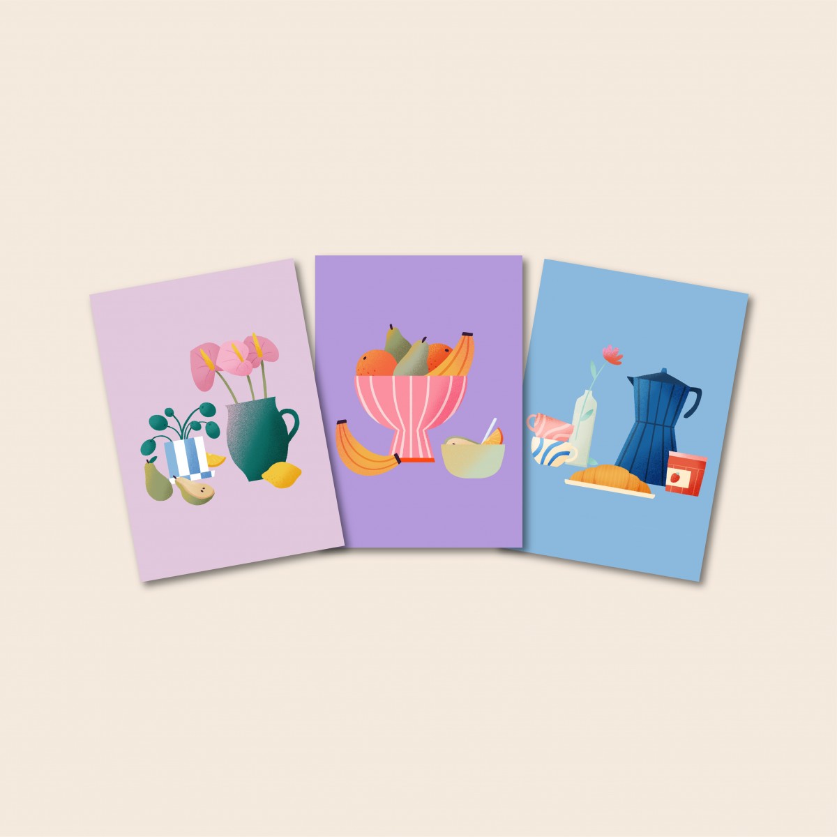 Stillleben Postkarten / 3er Set A6 / Svea Hansohn Illustration