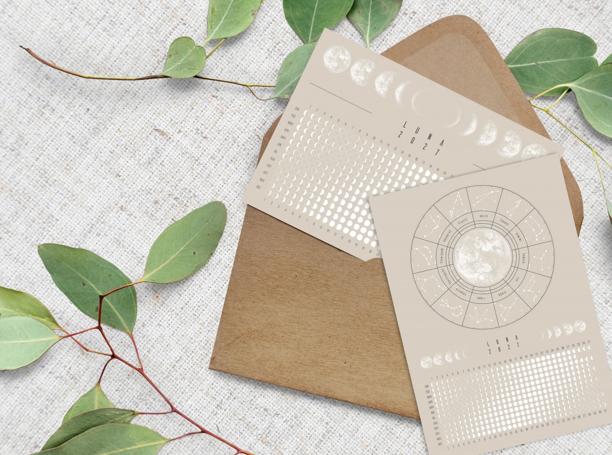 Postkarten Set Mondkalender 2027 Beige // ShellyCreates