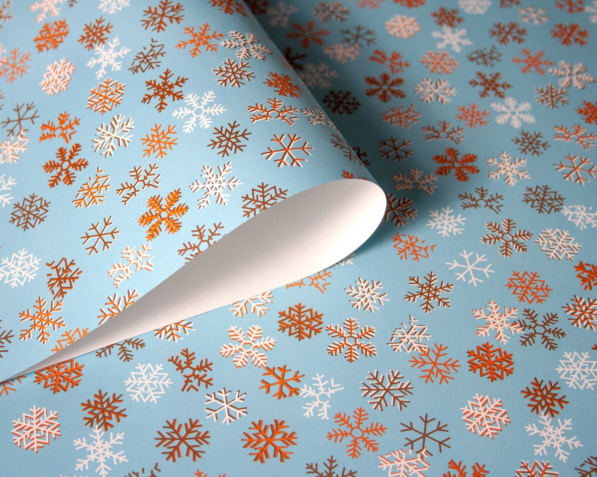 Geschenkpapier Schneeflocken, 3 Bogen // Papaya paper products