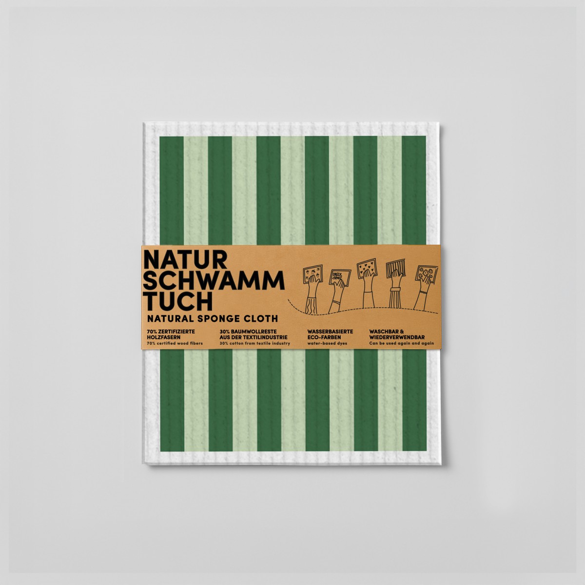 Schwammtuch - Streifen - Grün - Nr. 6 - Naturbedacht