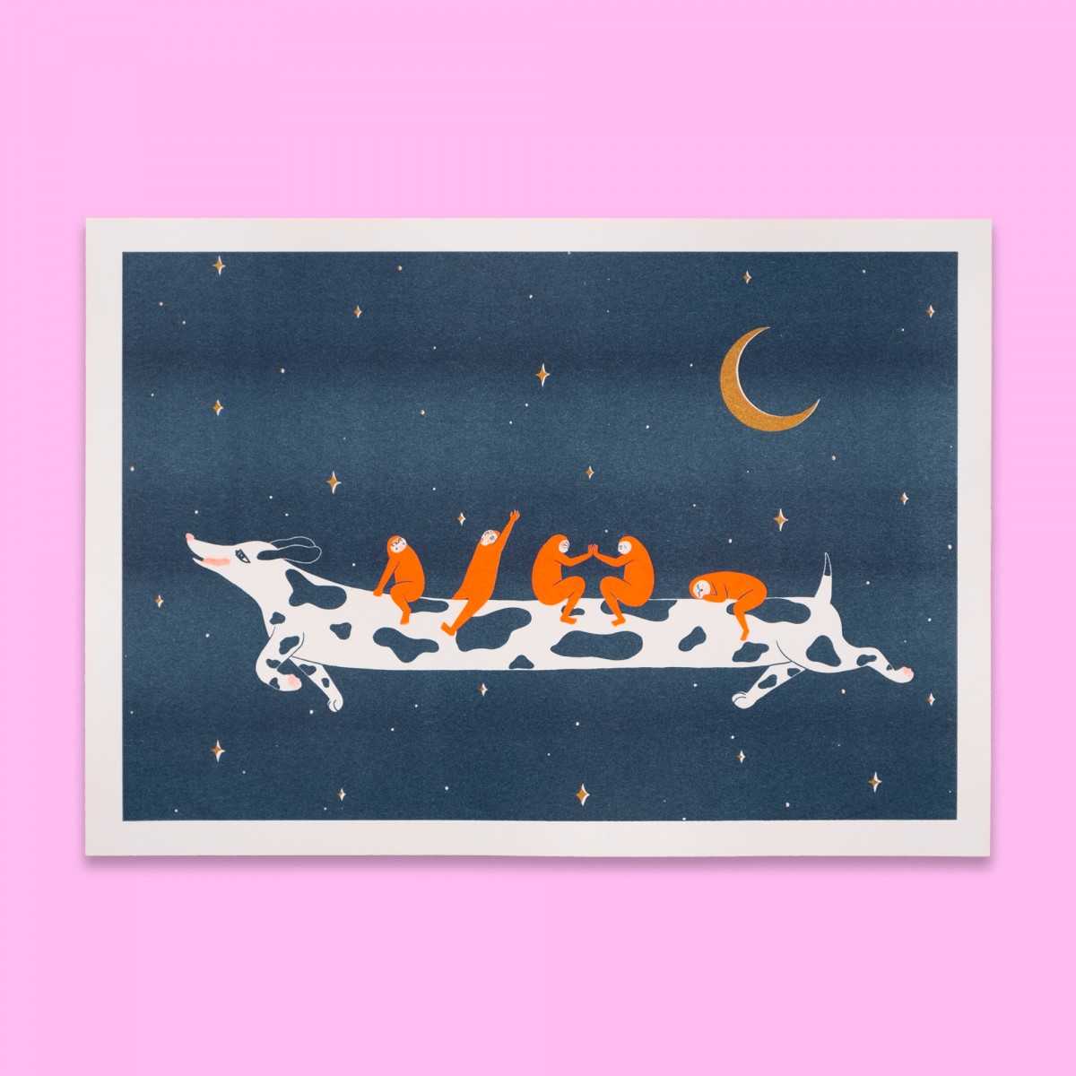 The Naughty District - Riso Print »Weltall-Dackel«, DINA4