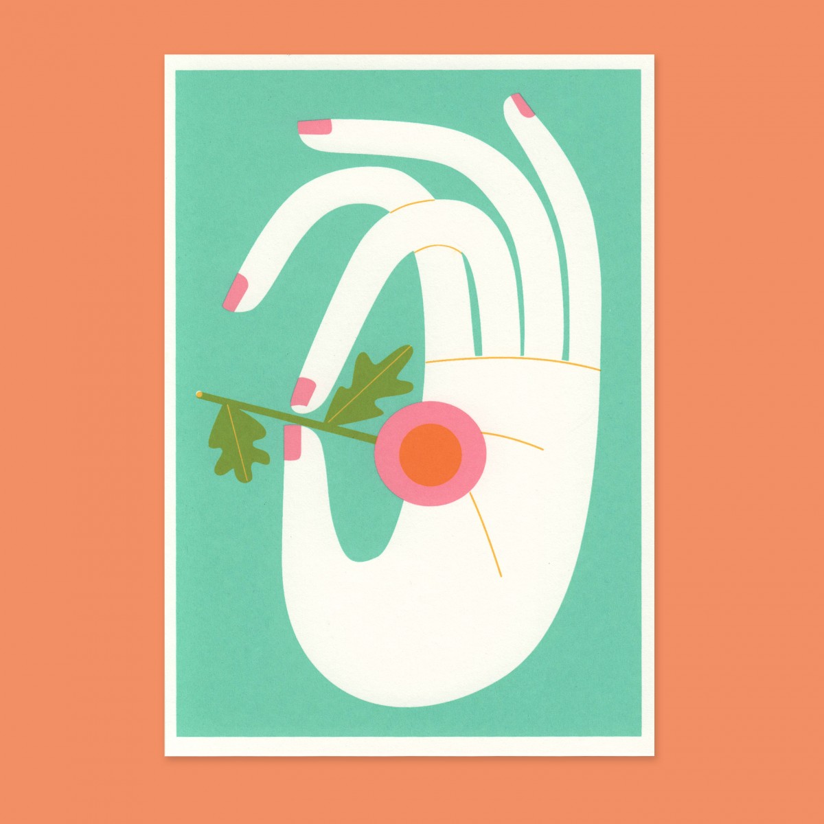 Anne Albert – Flowers + Hand – Siebdruck (17,6 x 12,2 cm)