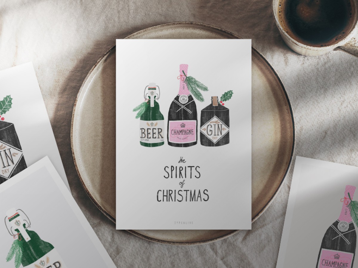 typealive / Weihnachtskarten 4er Set / Spirit of Christmas