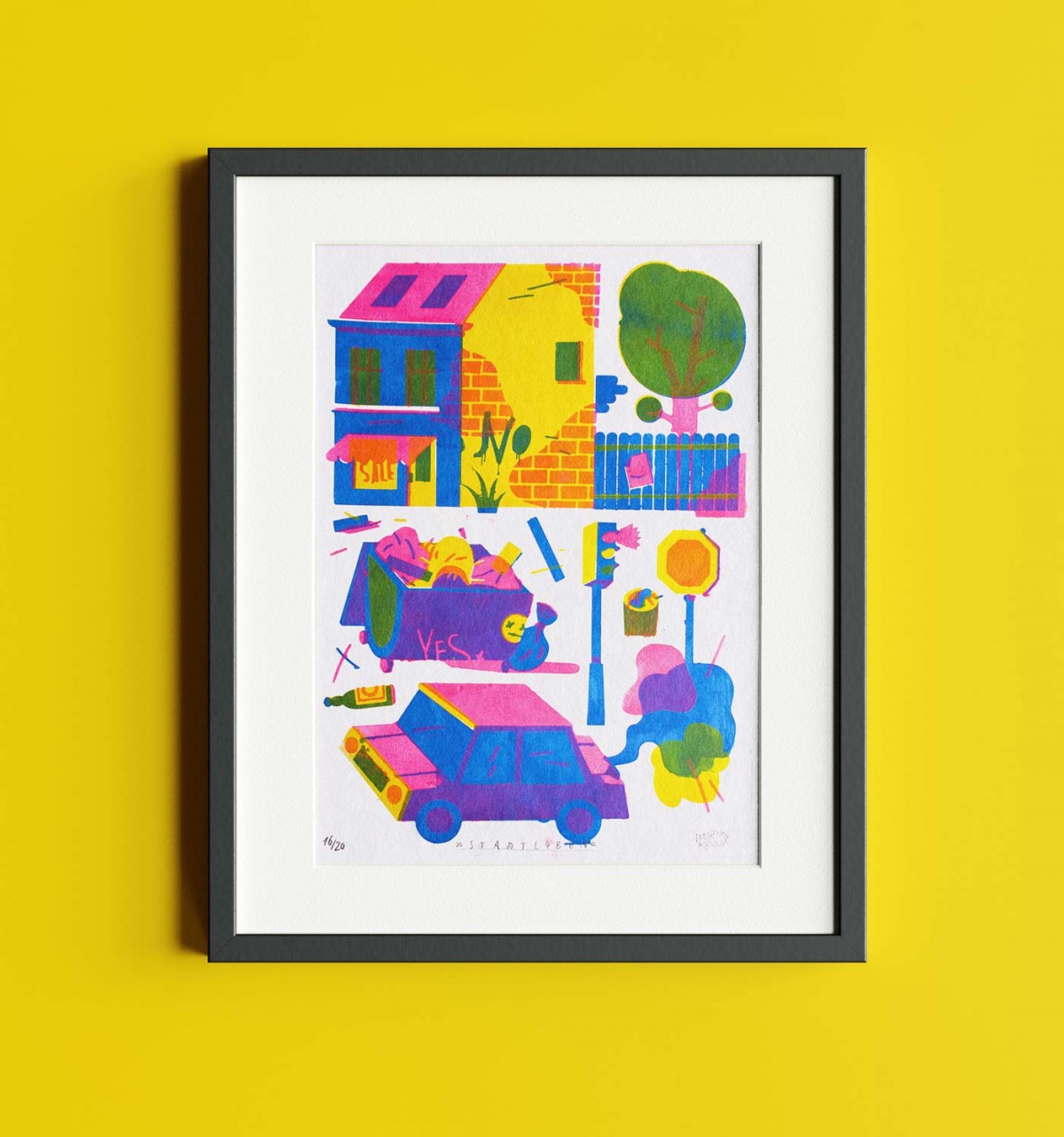 Martin Krusche - Stencildruck »Stadtleben« DINA3 (29,7x42cm)