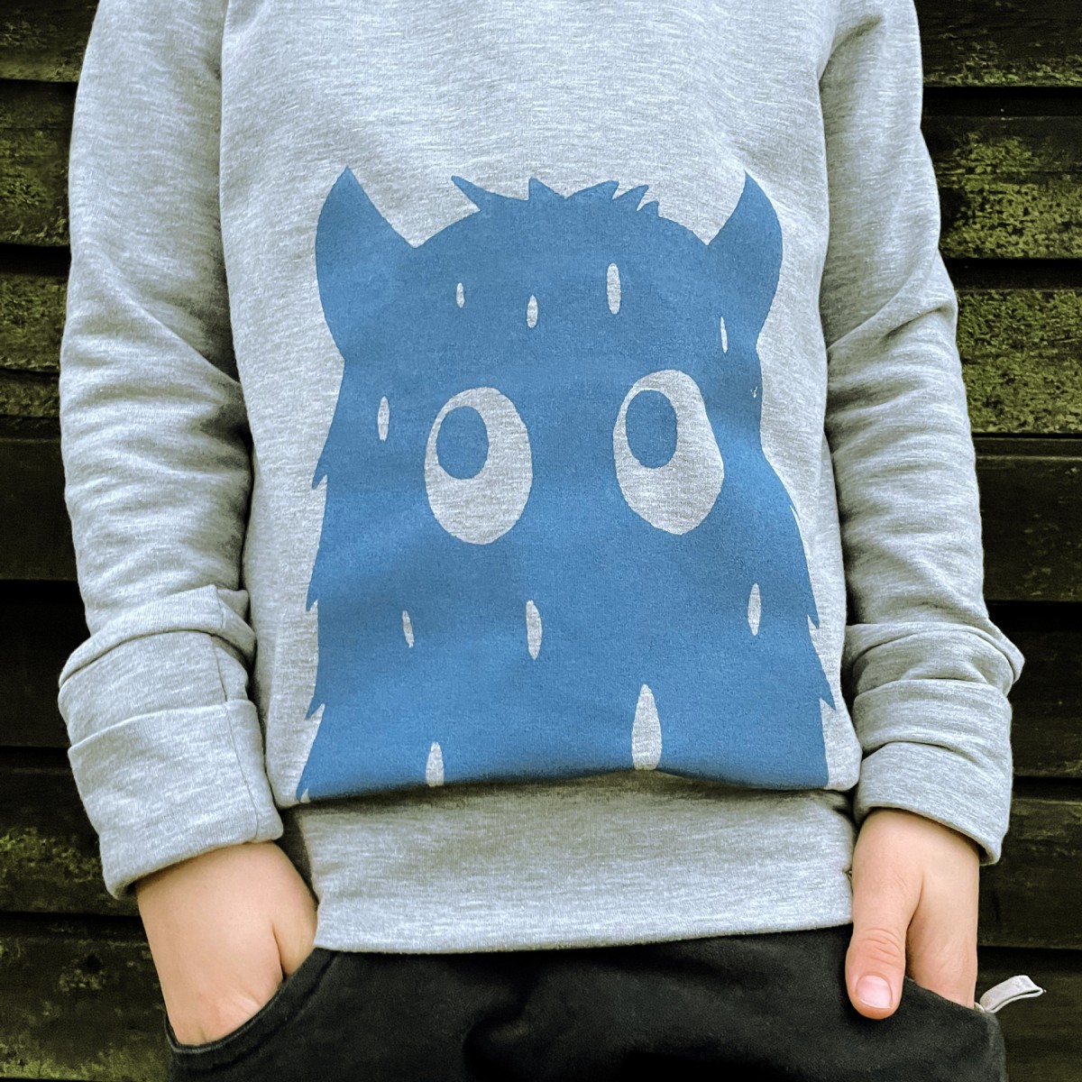 Wunschbrunnen | Kuschelhoodie "Monstaaa" | kids | Grau meliert/Nebel