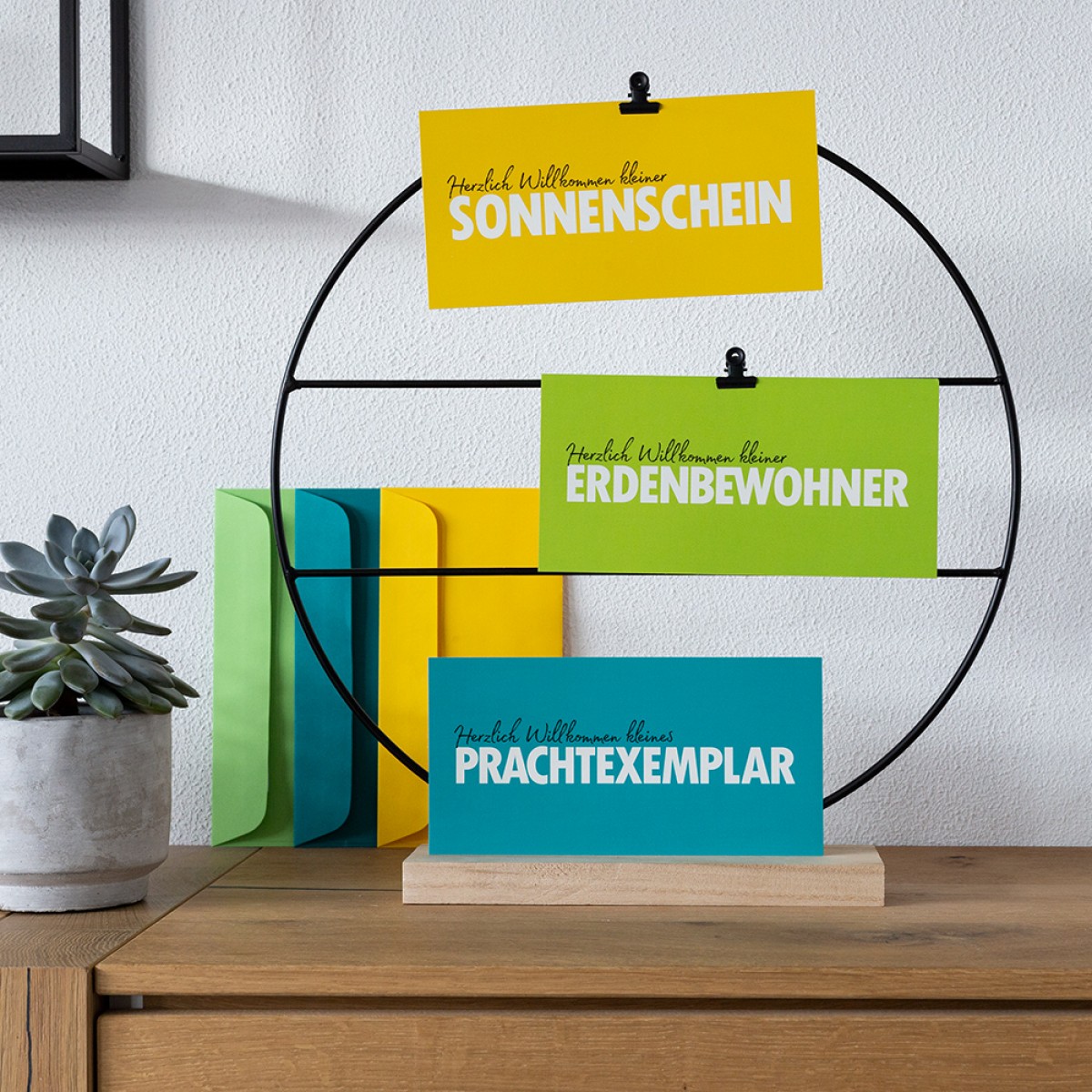 TYPOP 3-teiliges Set Babykarte "Willkommen" DIN lang inkl. Umschläge
