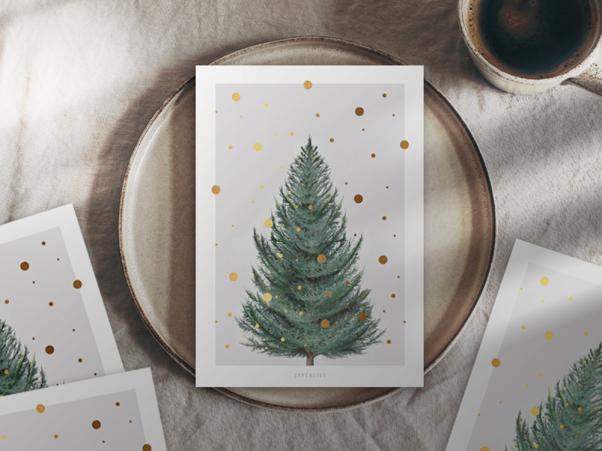 typealive / Weihnachtskarten 4er Set / Tanne