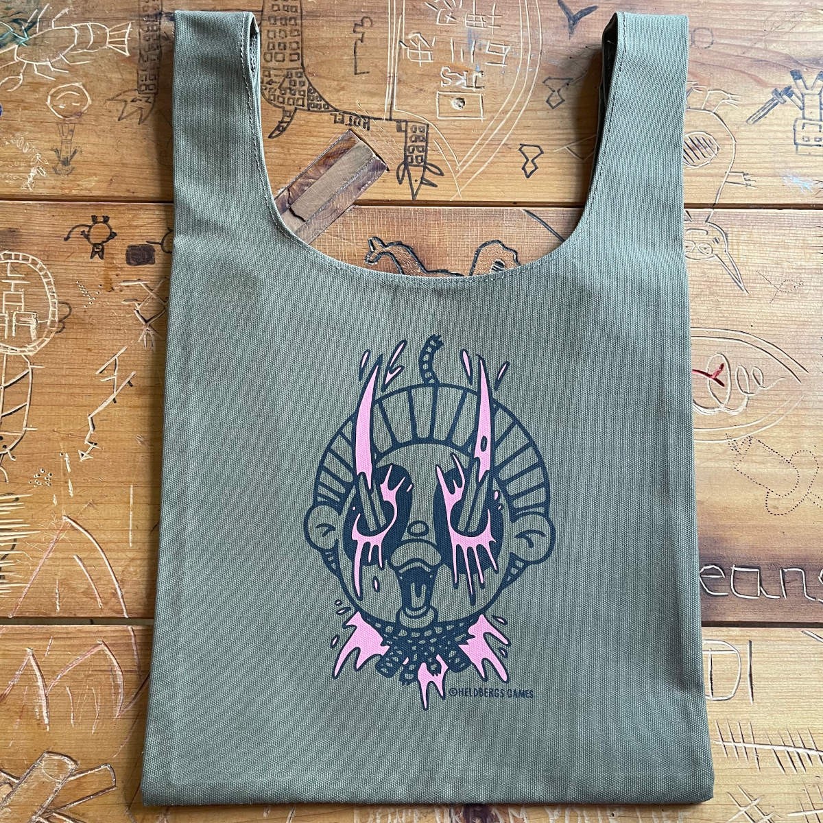 Einkaufstasche mit Namakubi Tattoo-Motiv - Tanukubi - Tote Bag aus 16 Oz Canvas Cotton -  Heldbergs Games