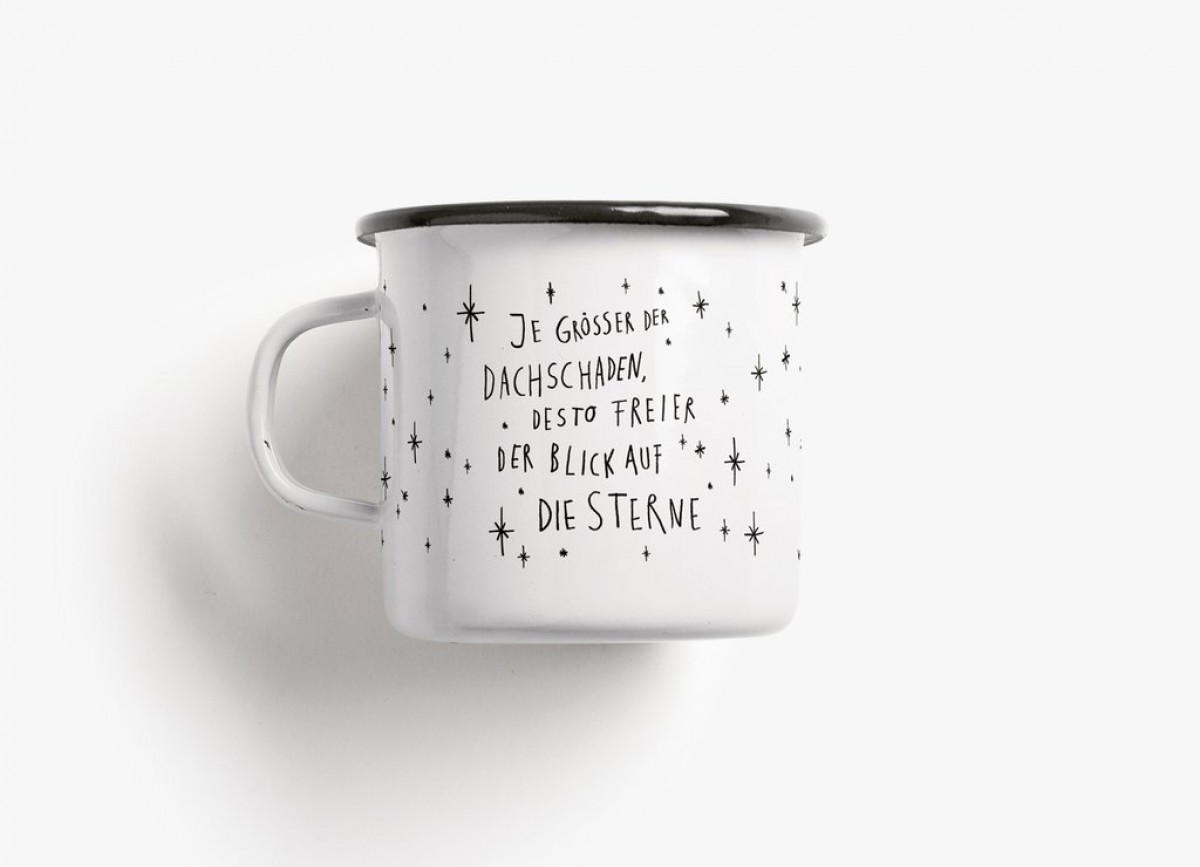 typealive / Emaillebecher Tasse / Dachschaden