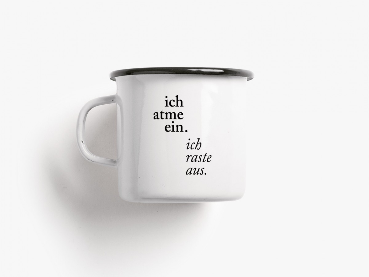typealive / Emaillebecher Tasse / Ich Atme Ein