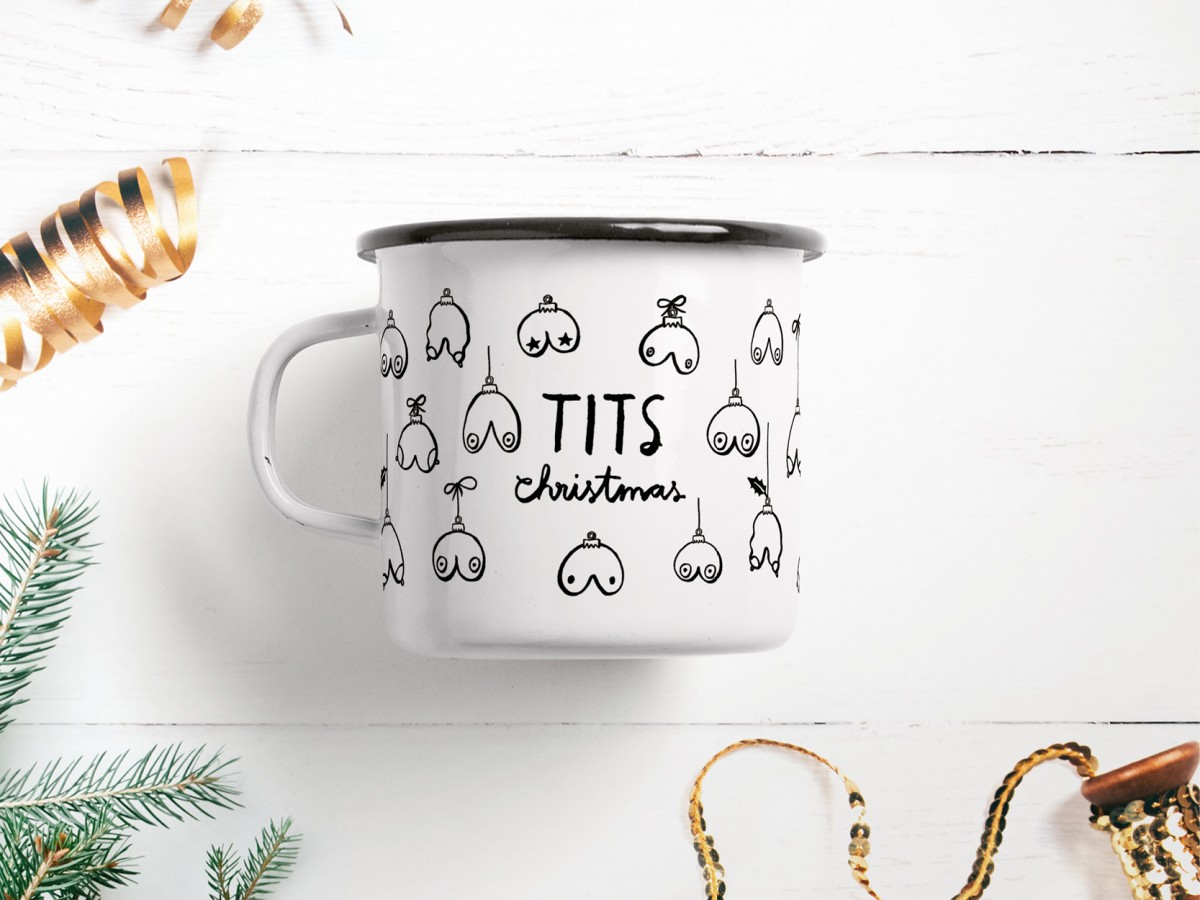 typealive / Emaillebecher Tasse / Tits Christmas
