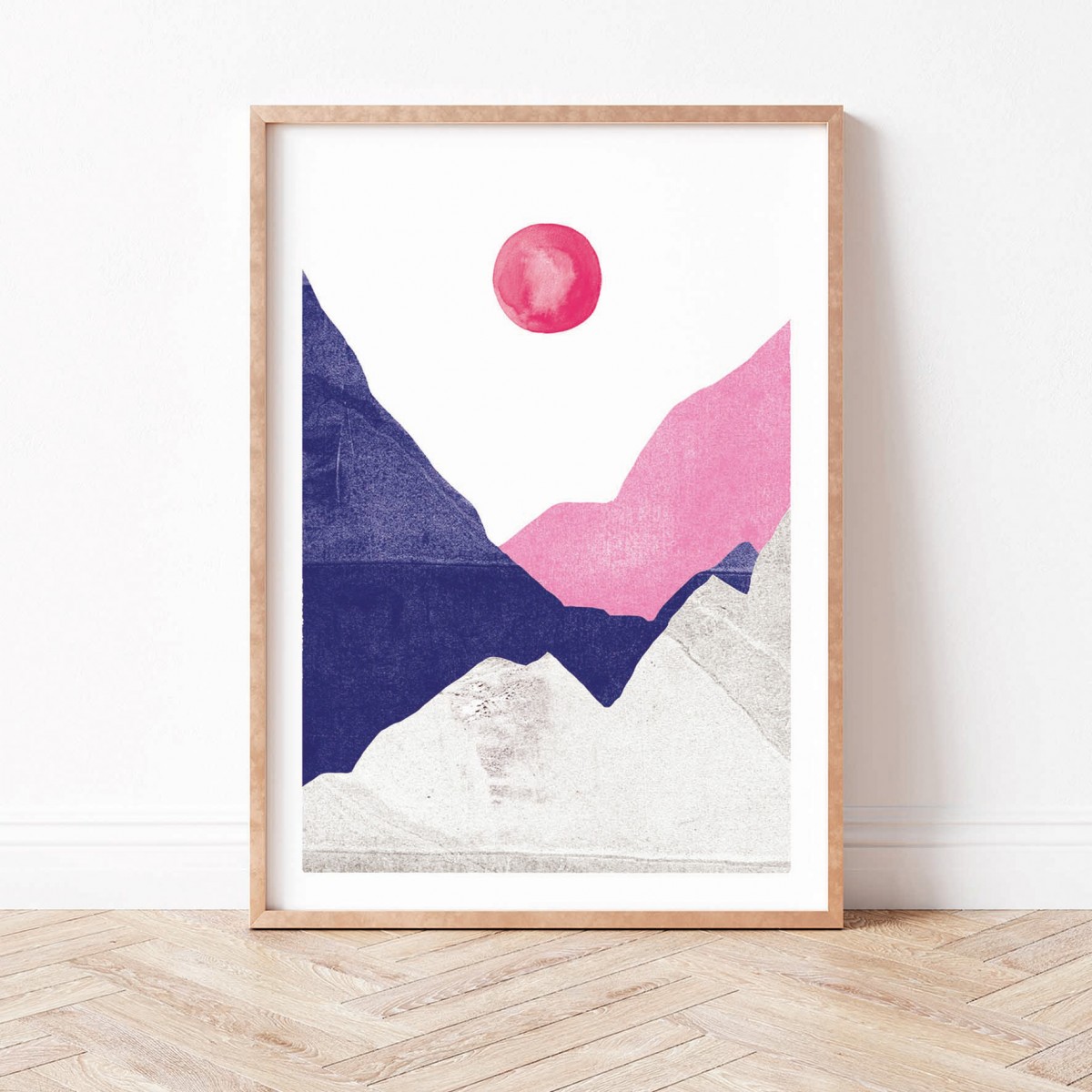 Paperlandscape | Kunstdruck | Berge blau pink | abstrakte Landschaft | verschiedene Größen