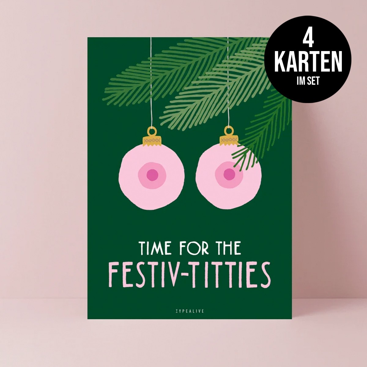 typealive / Weihnachtskarten 4er Set / Festiv-Titties