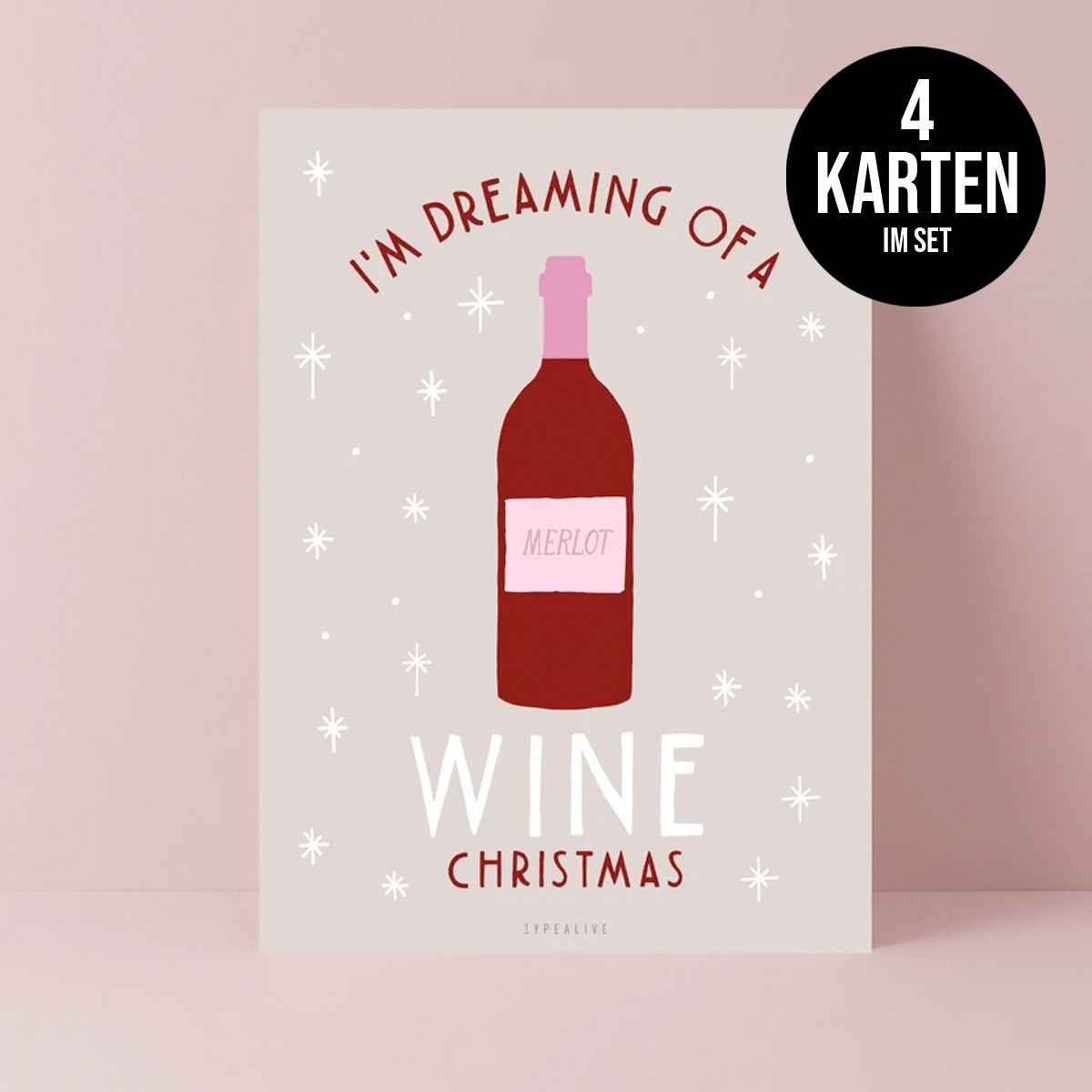 typealive / Weihnachtskarten 4er Set / Wine Christmas