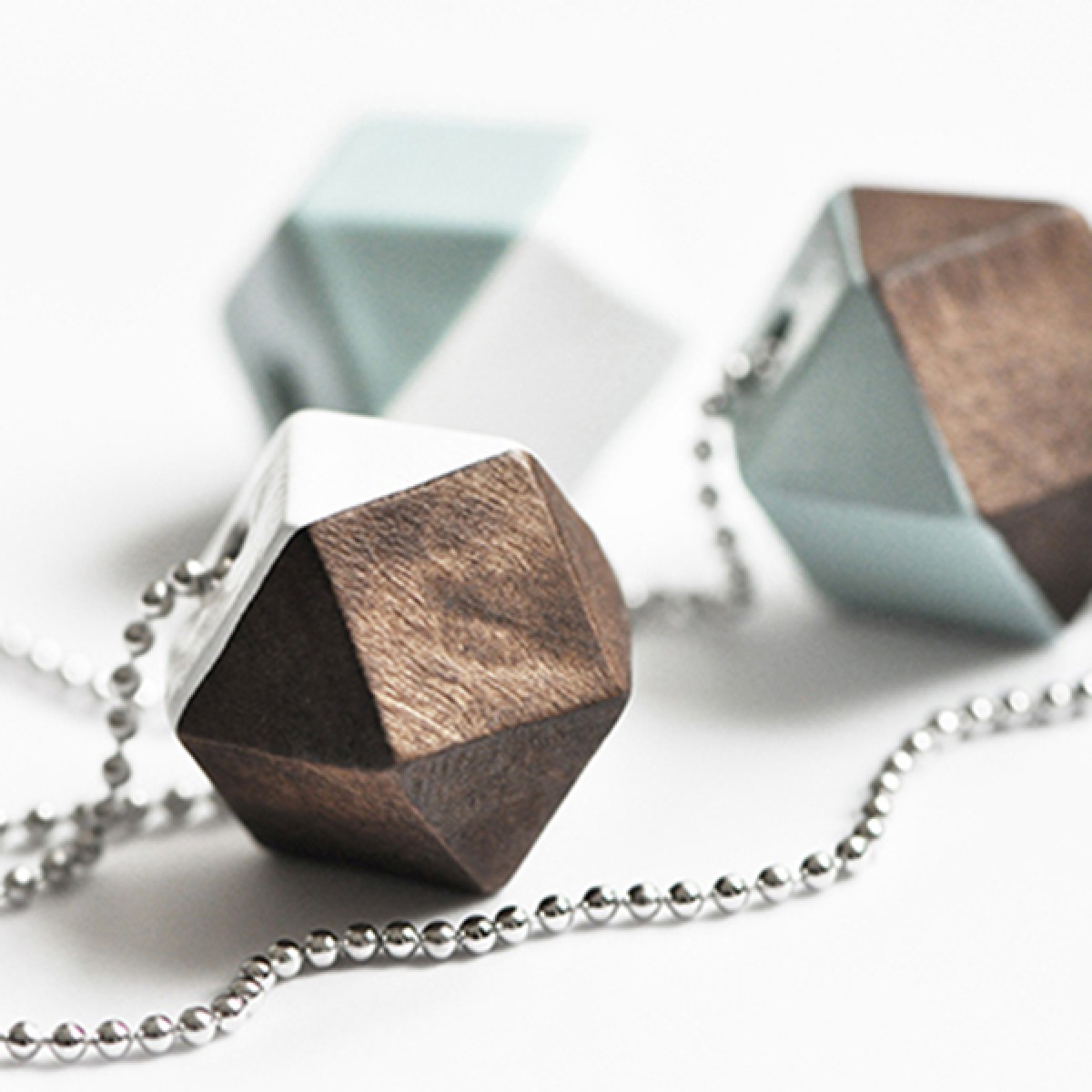 nahili KETTE "Color Meets Wood"  Weißgold Holz Anhänger 