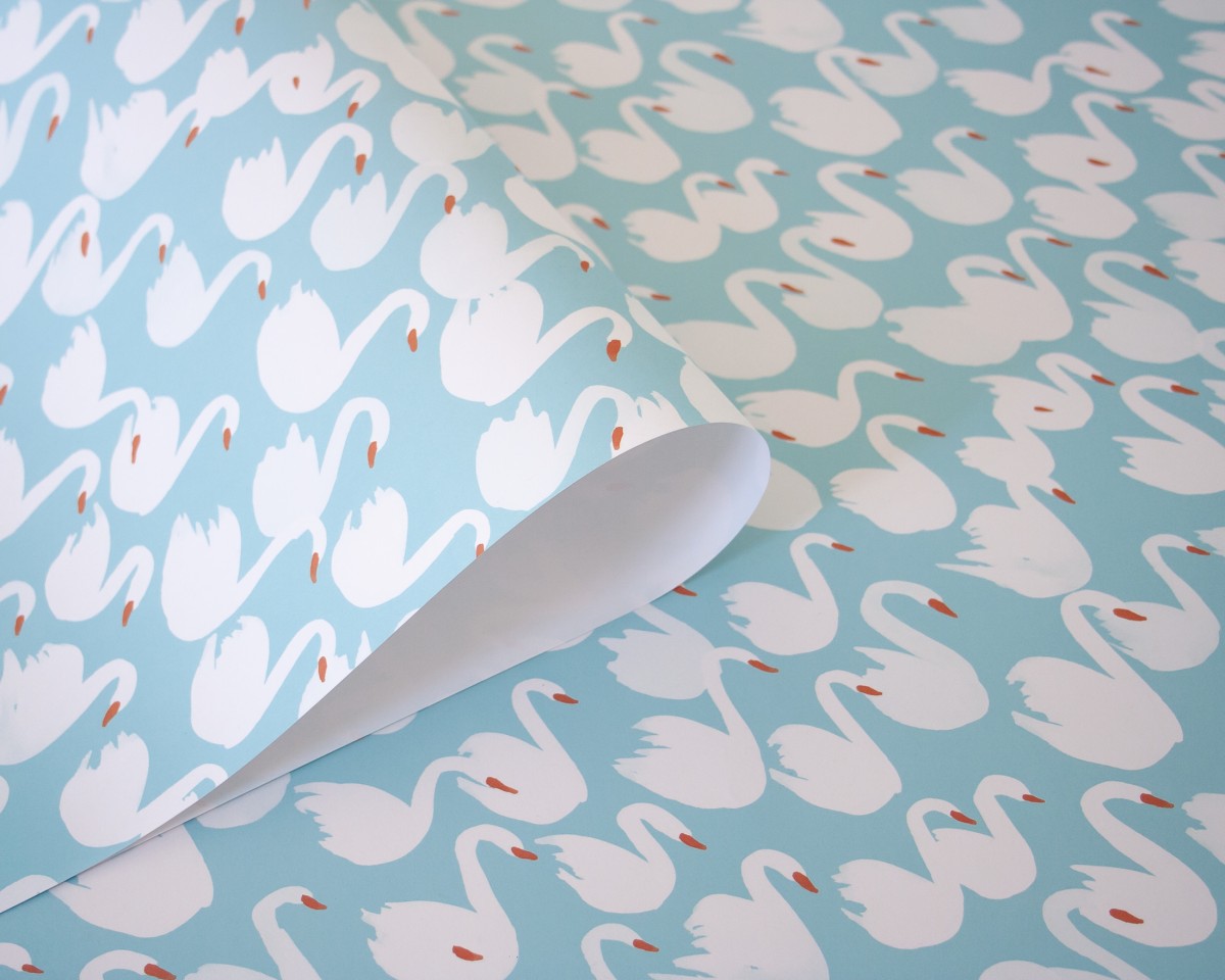 Geschenkpapier Schwäne, 3 Bogen / Papaya paper products