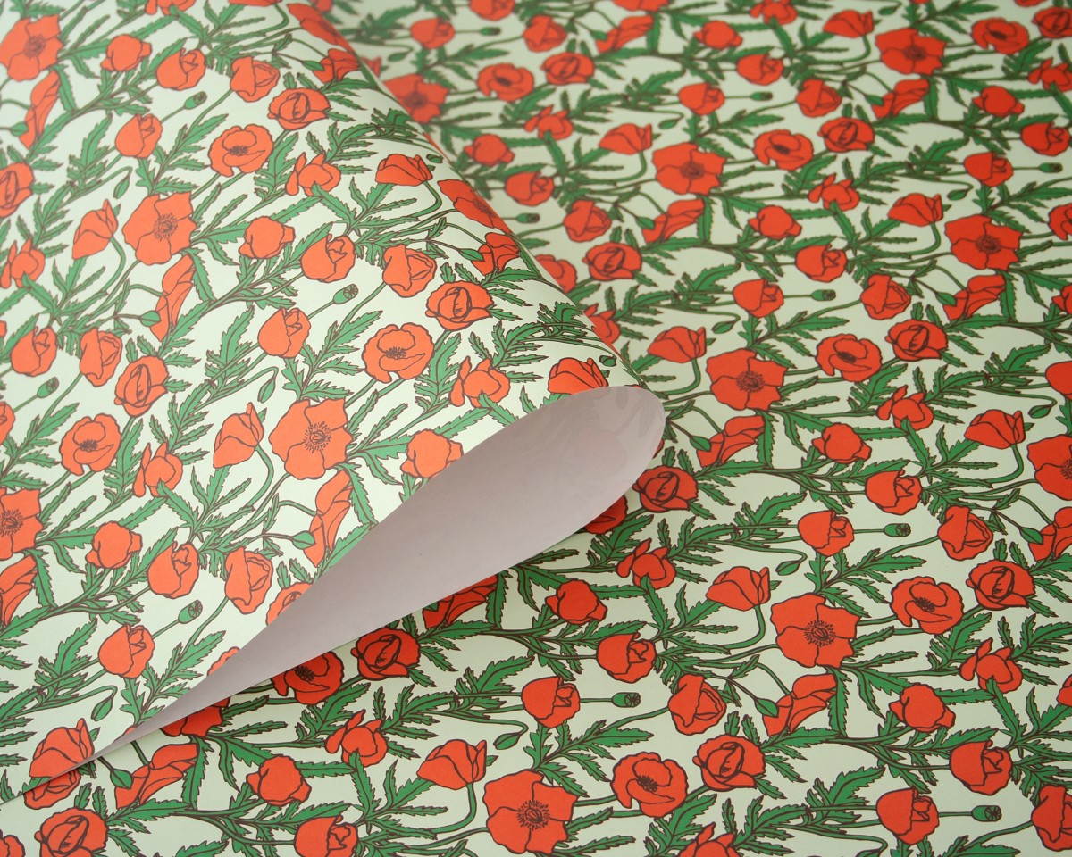 Geschenkpapier Mohn, 4 Bogen // Papaya paper products