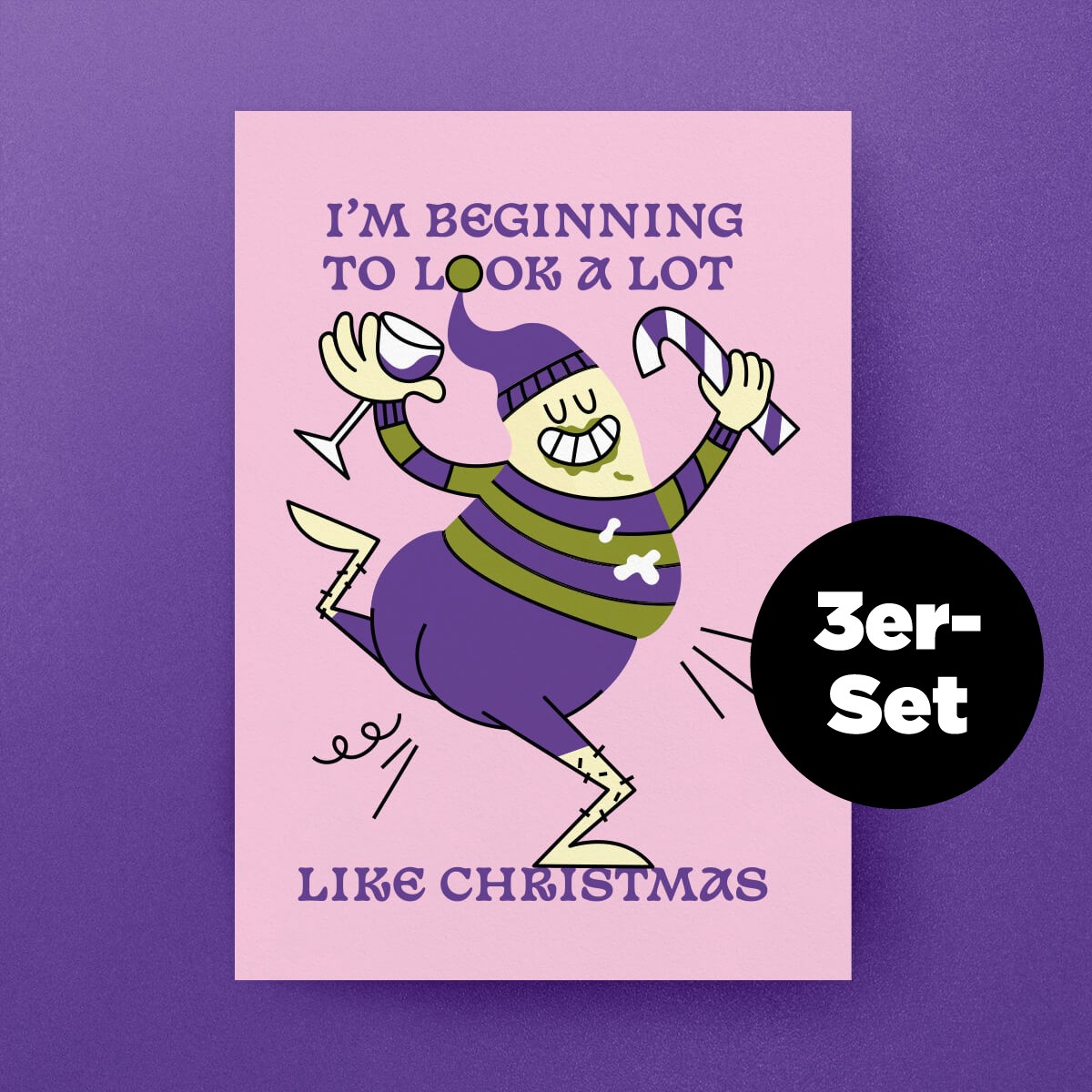 «I‘m beginning to look a lot like Christmas» Postkarte, Din A6 – studio ciao, 3er-Set