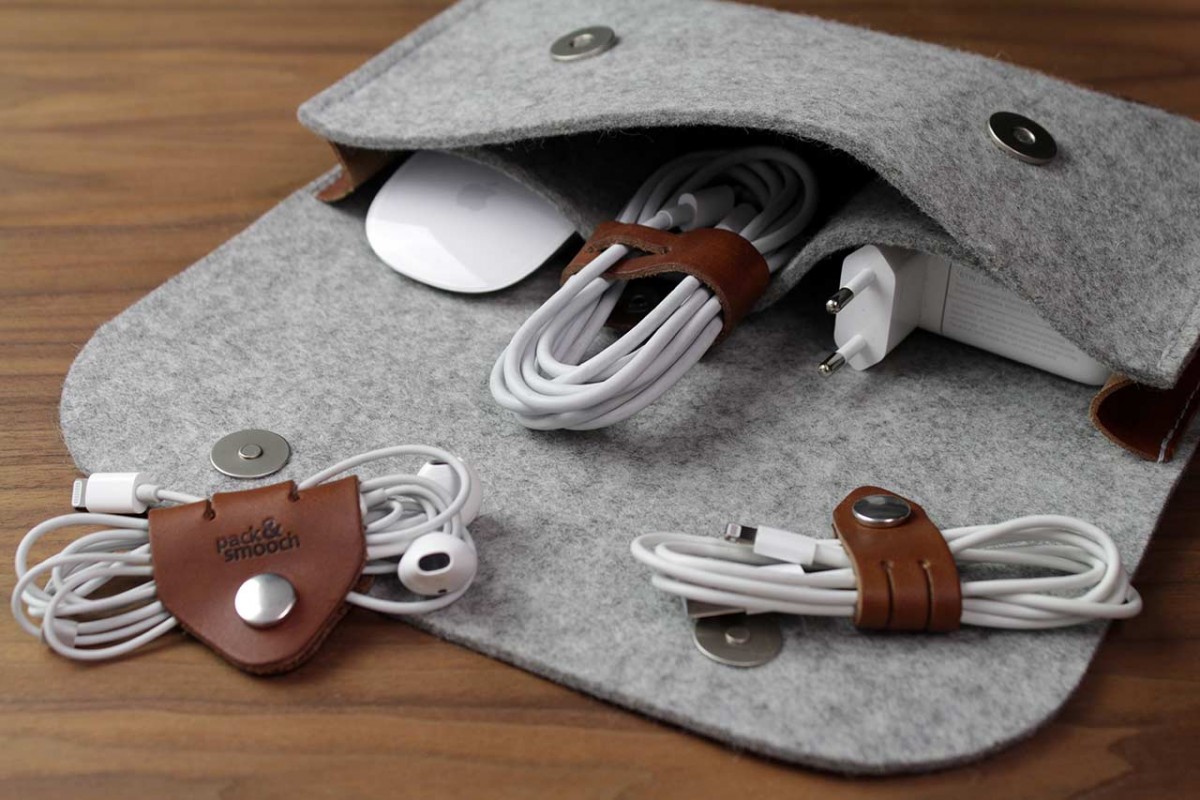 Pack & Smooch Kingston - Kabel Organizer Set (4 Stück) - Pflanzlich gegerbtes Leder