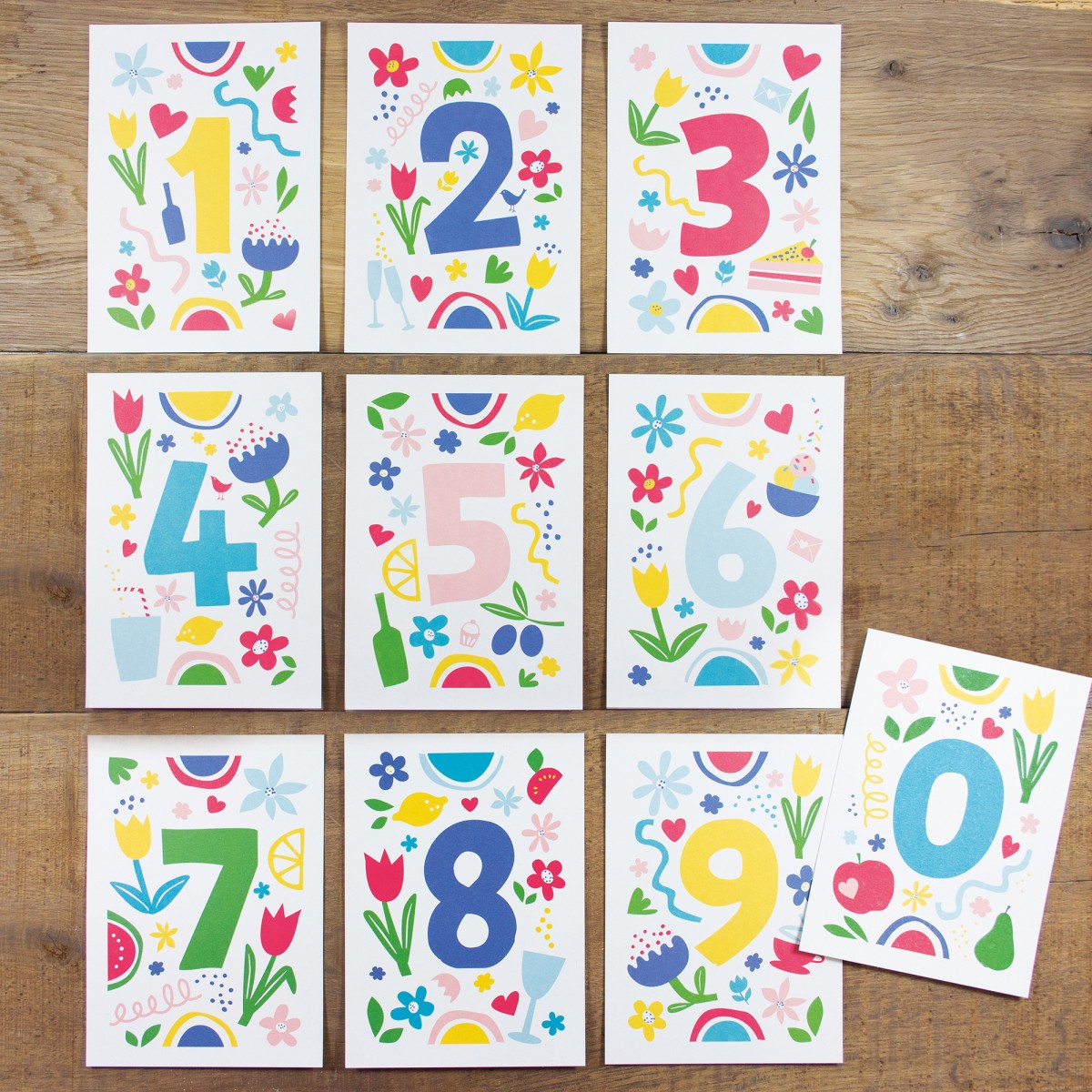 Bow & Hummingbird Postkarten Set Zahlen - 20 Stück