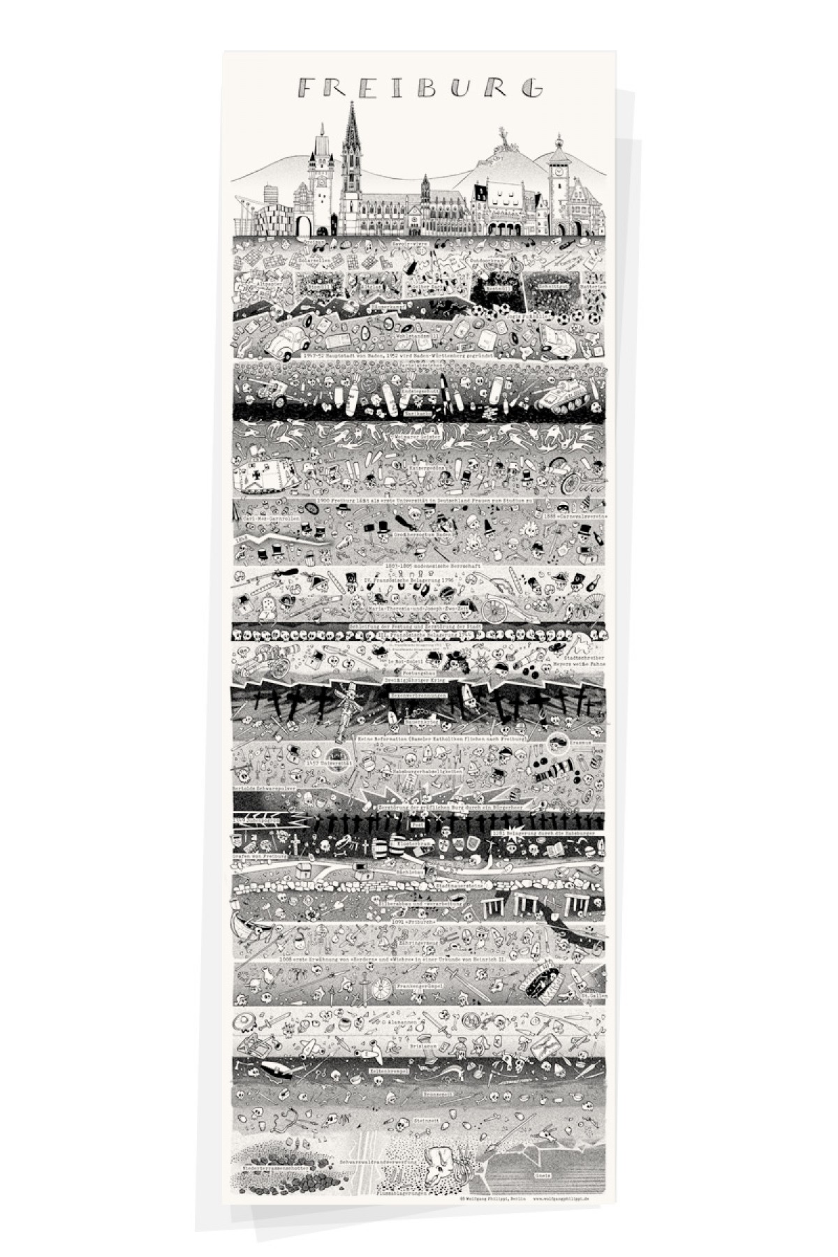 Wolfgang Philippi FREIBURG PLAKAT 30x88 cm