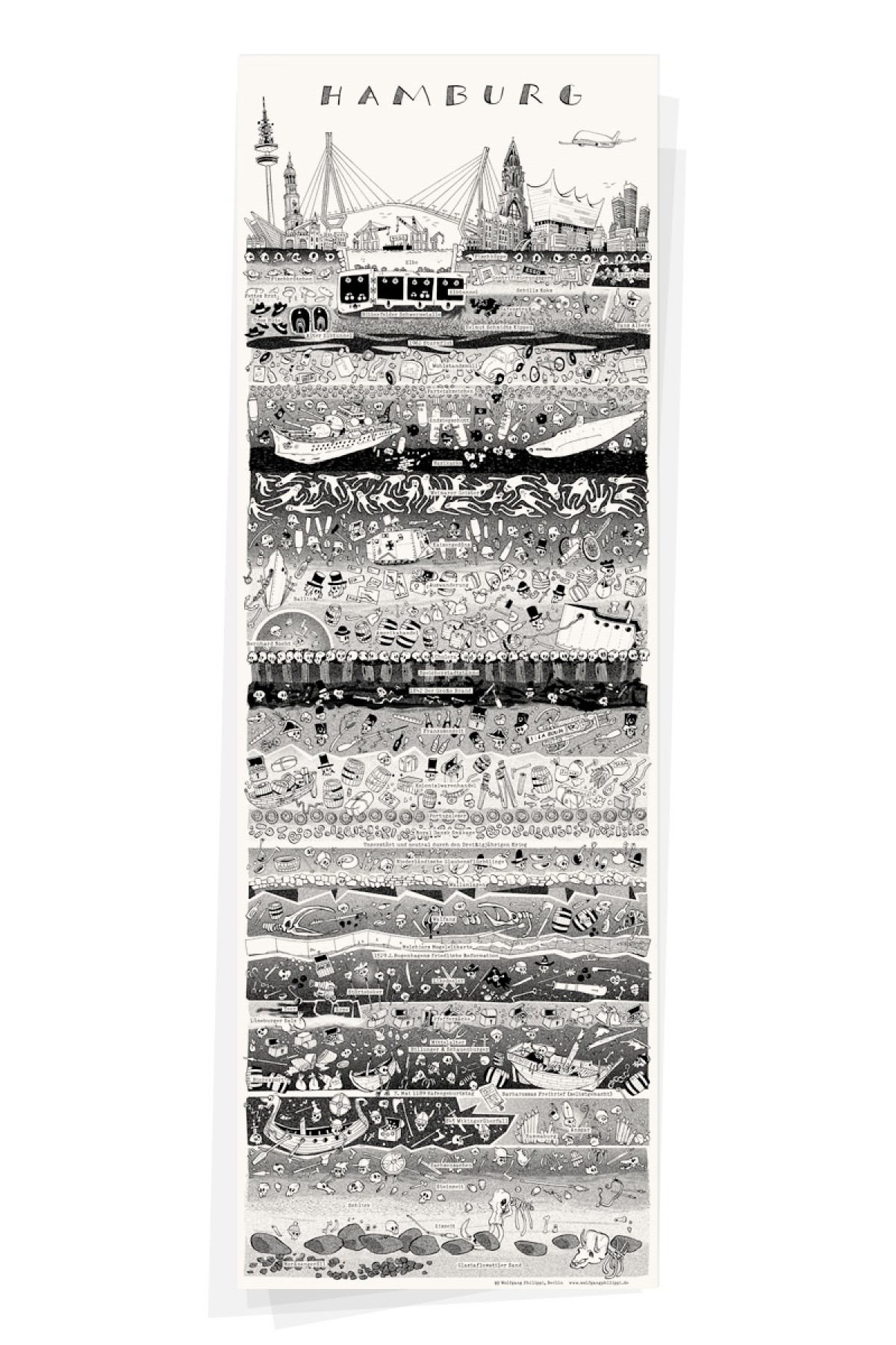 Wolfgang Philippi HAMBURG PLAKAT 30x88 cm