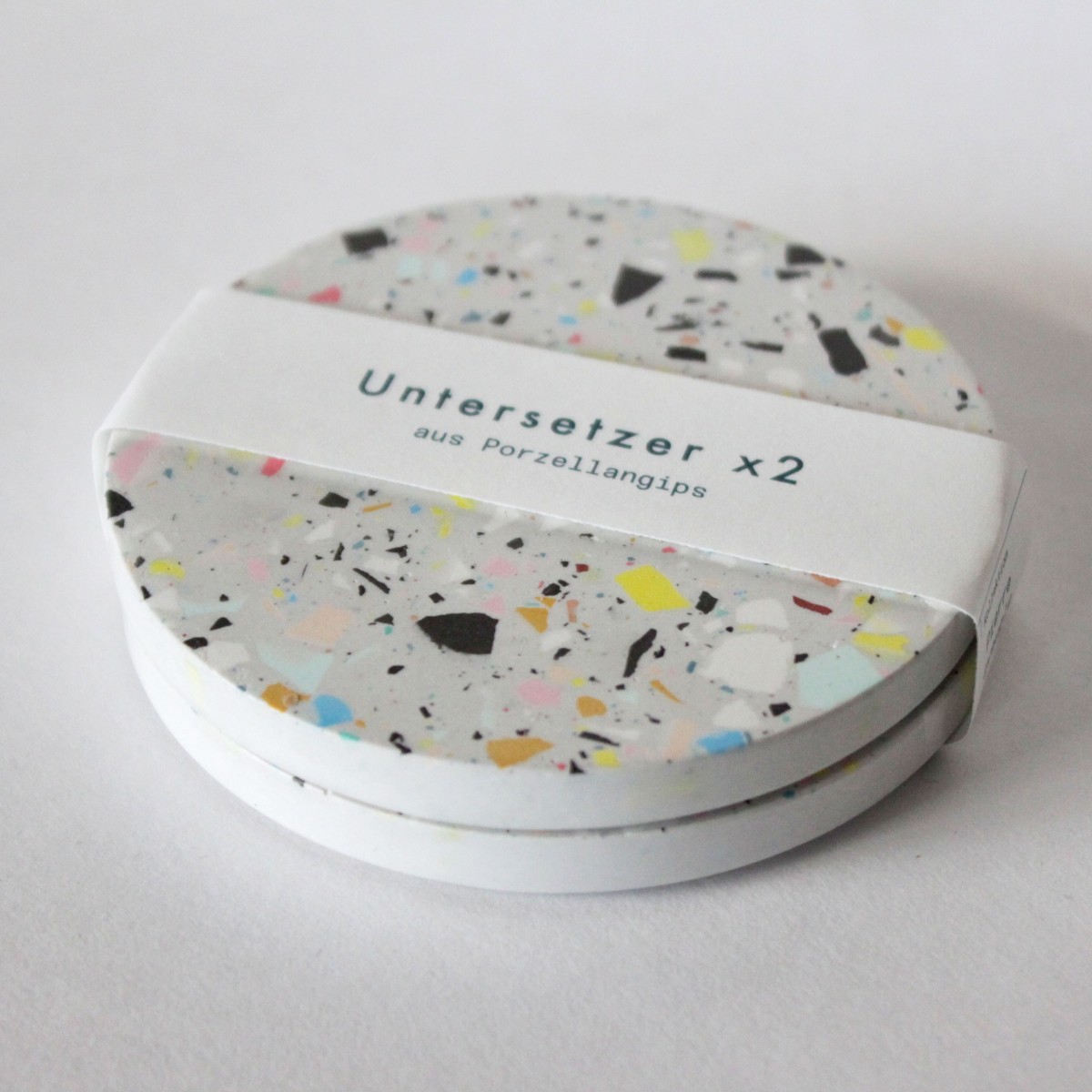 2 x Terrazzo Untersetzer Hellgrau / objet vague