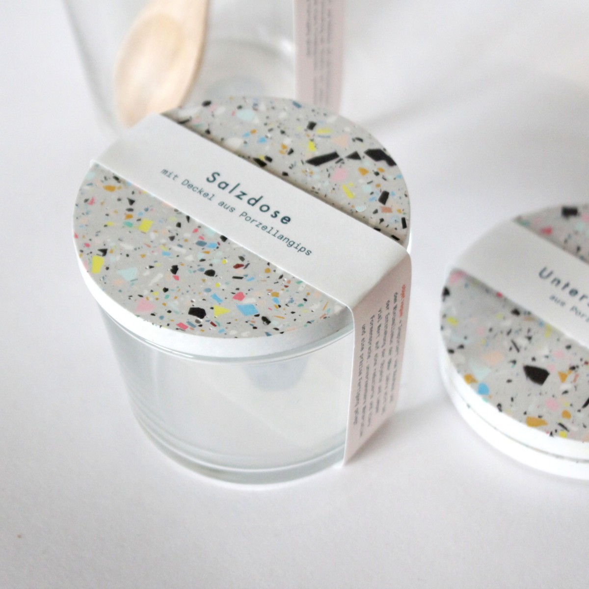 Salzdose mit Terrazzo Deckel / grau / objet vague 