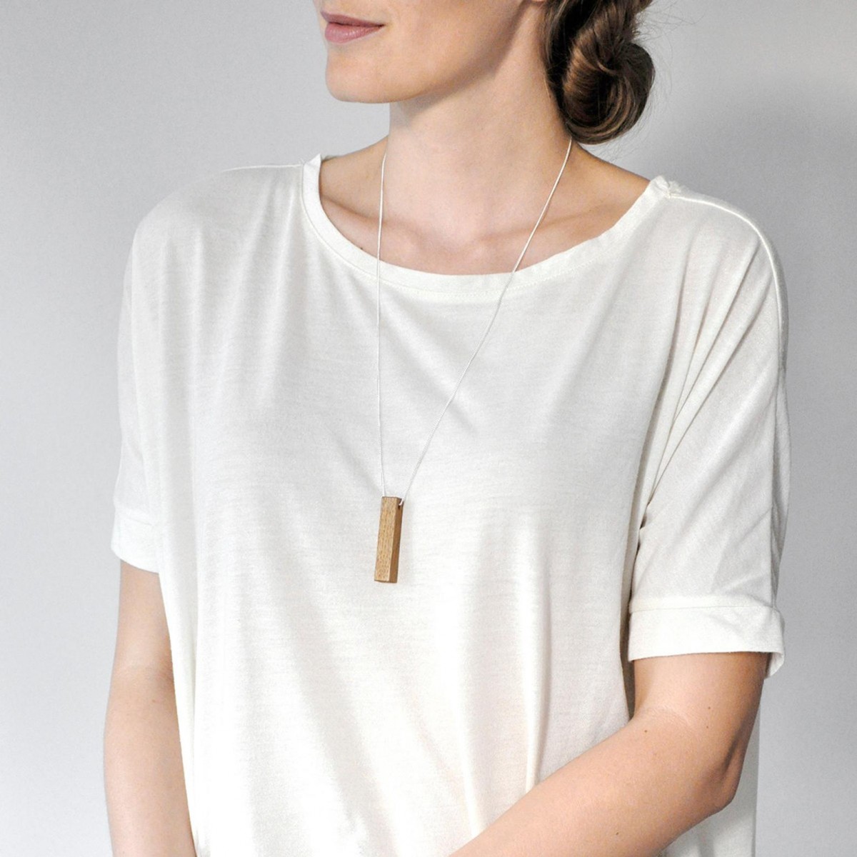 nahili KETTE minimal WOOD - eco, flexible, vegane Baumwollkordel oder 925 Silber