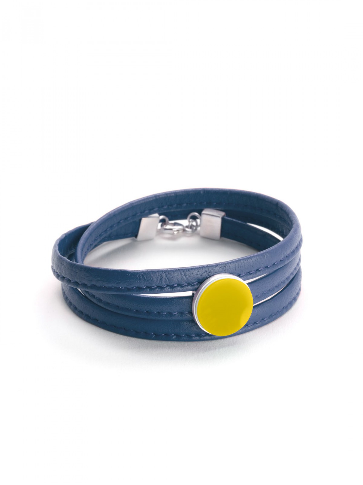 Eva Slotta Jewellery "Tint Deep" Armband mit blauem Nappaleder und gelbem Achat, 925 Silber