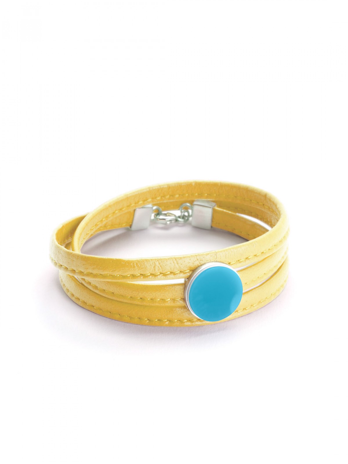 Eva Slotta Jewellery "Tint Deep" Armband mit gelbem Nappaleder und türkisfarbenen Achat, 925 Silber