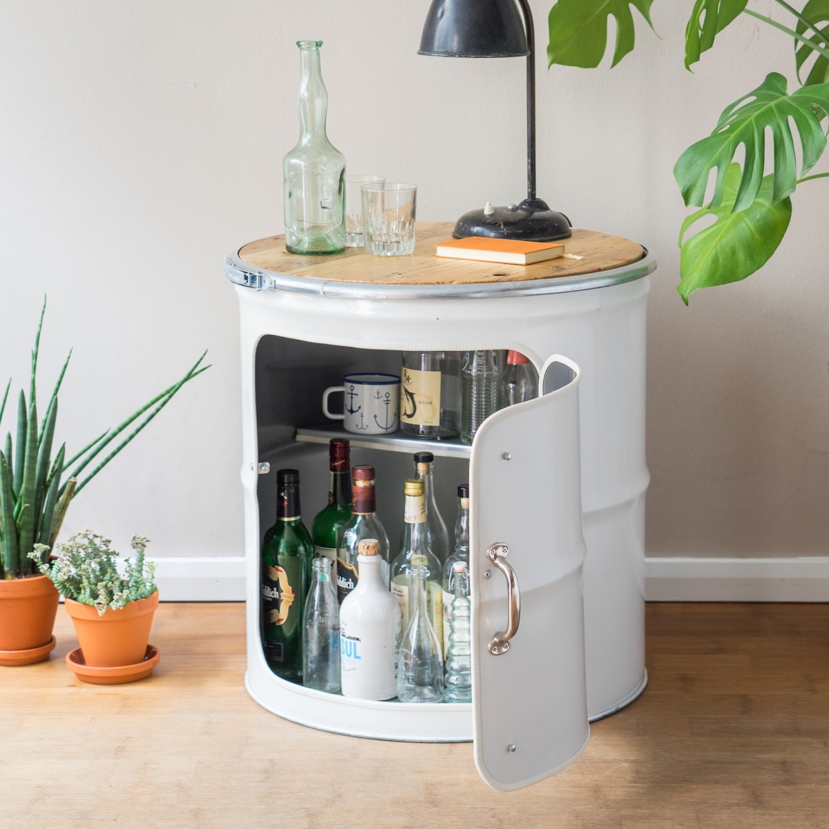 Lockengelöt - Schränk Medium Hausbar - 2/3 Barrel Bar aus einem Ölfass