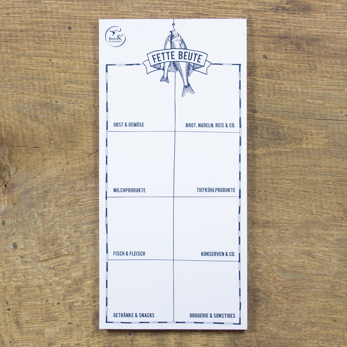 Bow & Hummingbird Block Fette Beute Einkaufsliste aus Recyclingpapier
