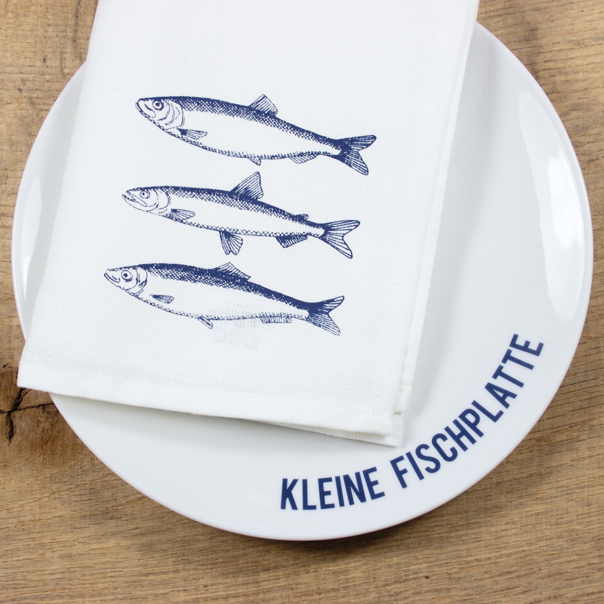 Bow & Hummingbird maritime Halbleinen-Serviette Fische